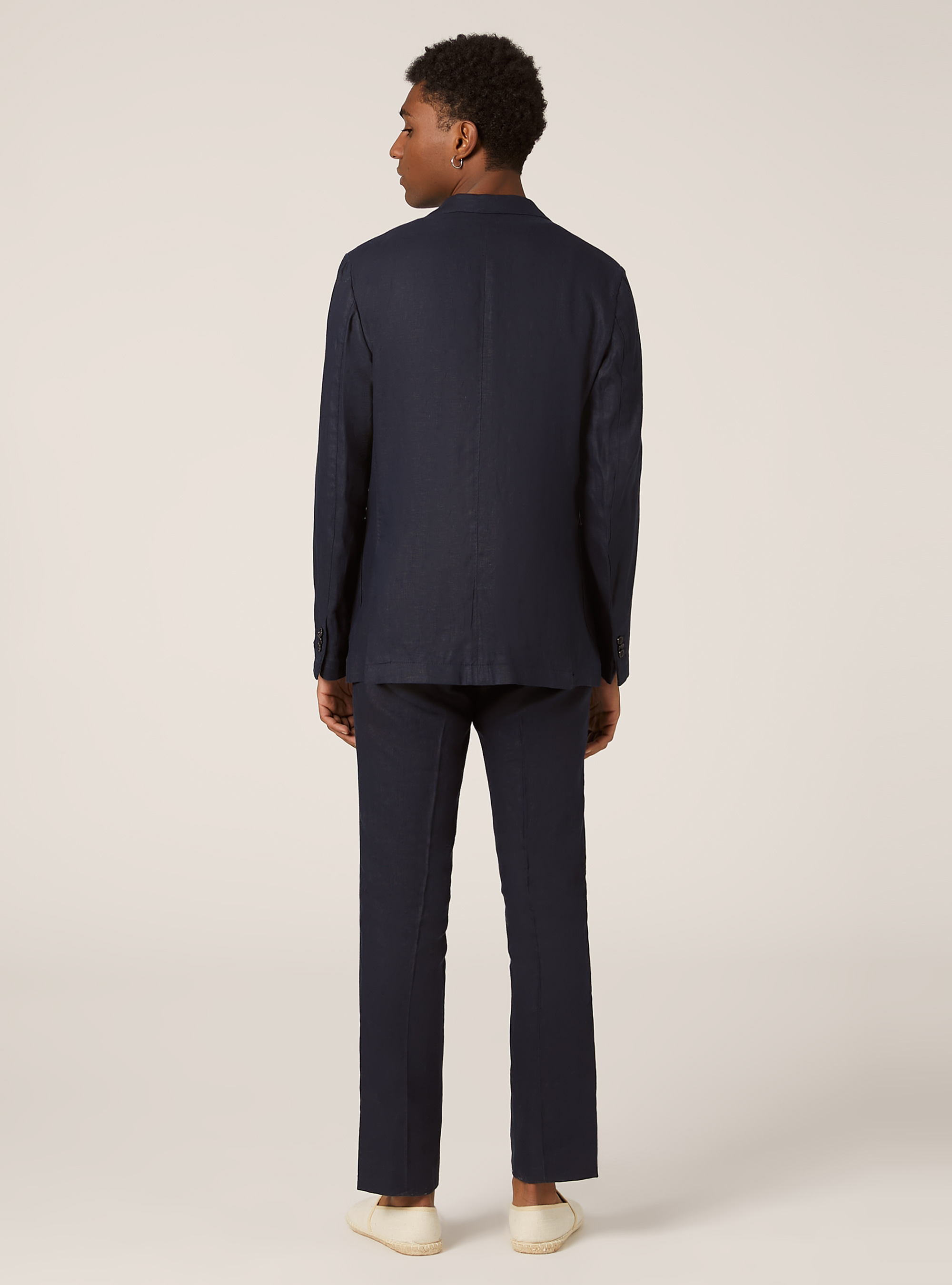 Single-breasted pure linen jacket, NA1 NAVY DARK