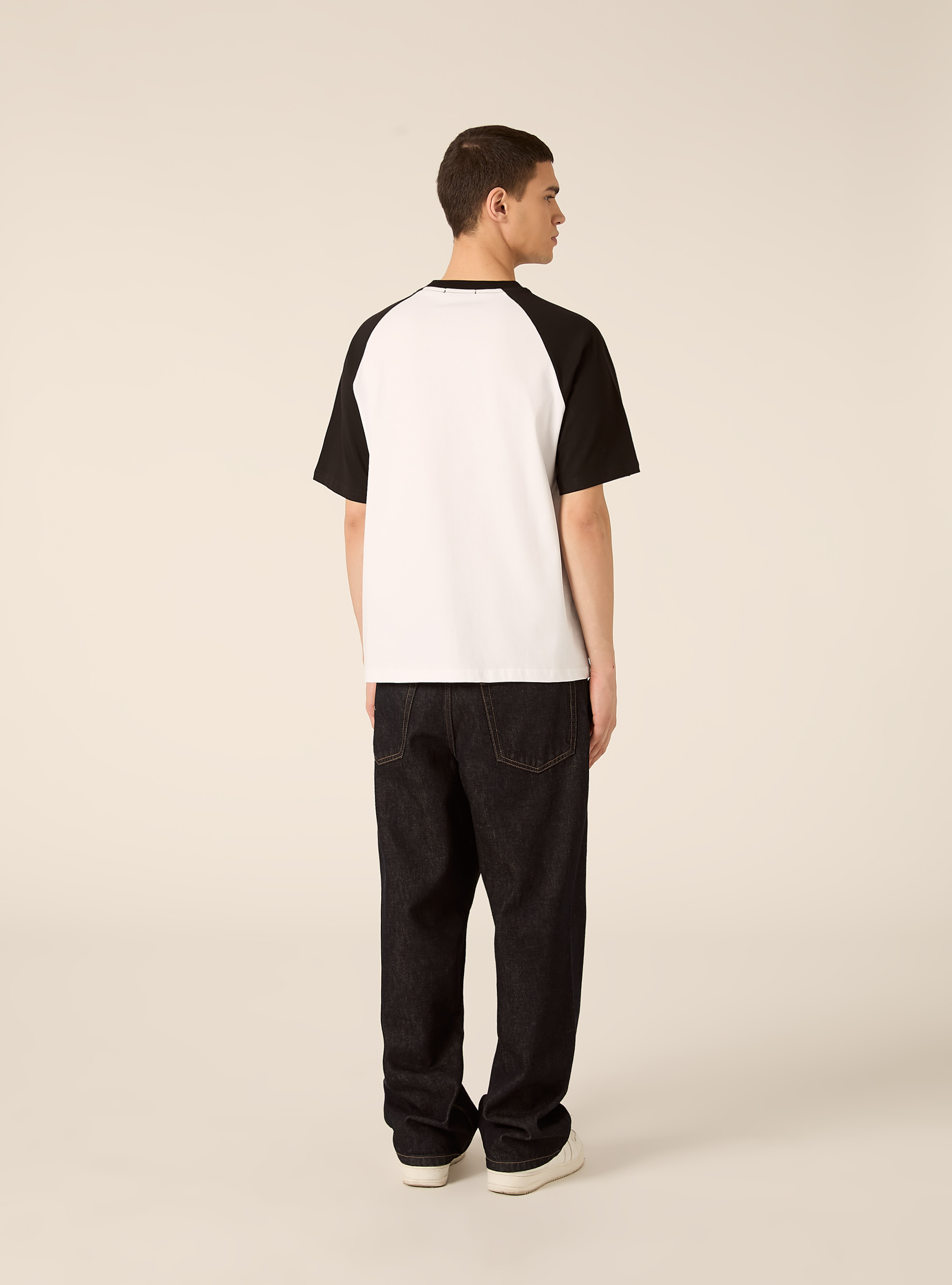 T shirt boxy con manica raglan, BK1 BLACK