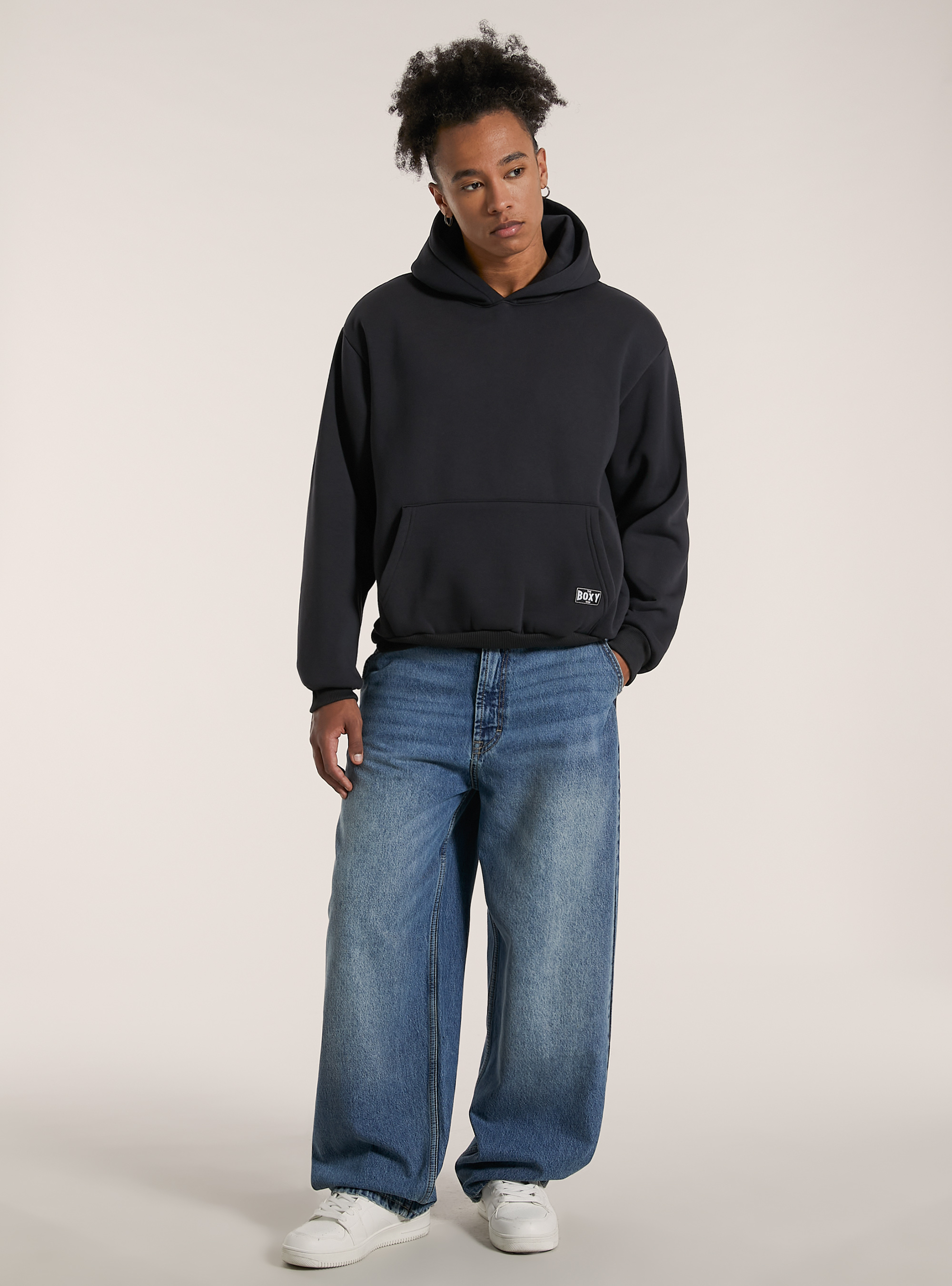 Sweat &agrave; capuche de forme rectangulaire, GY1 GREY DARK