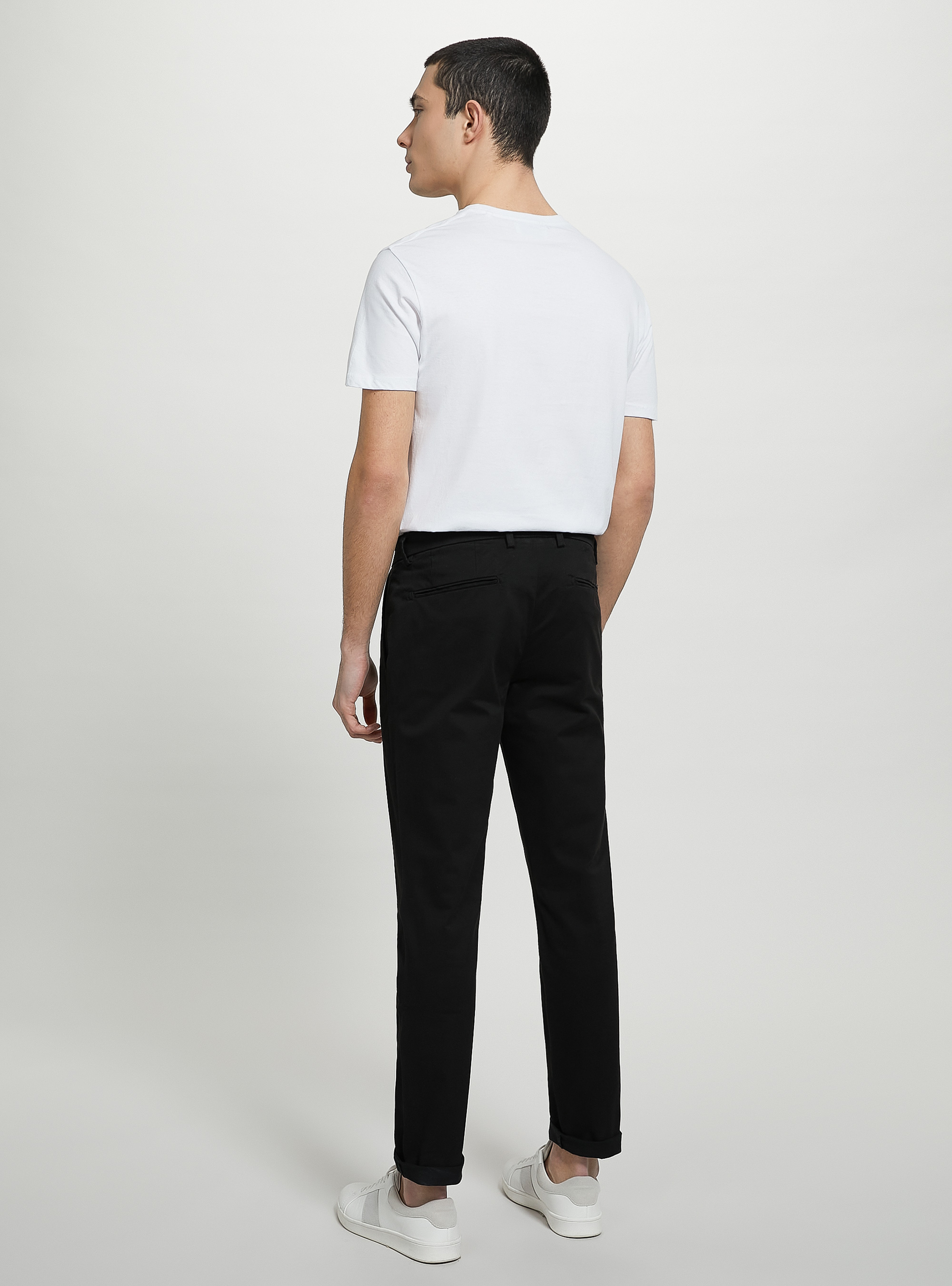 Stretch cotton twill chinos, BK1 BLACK