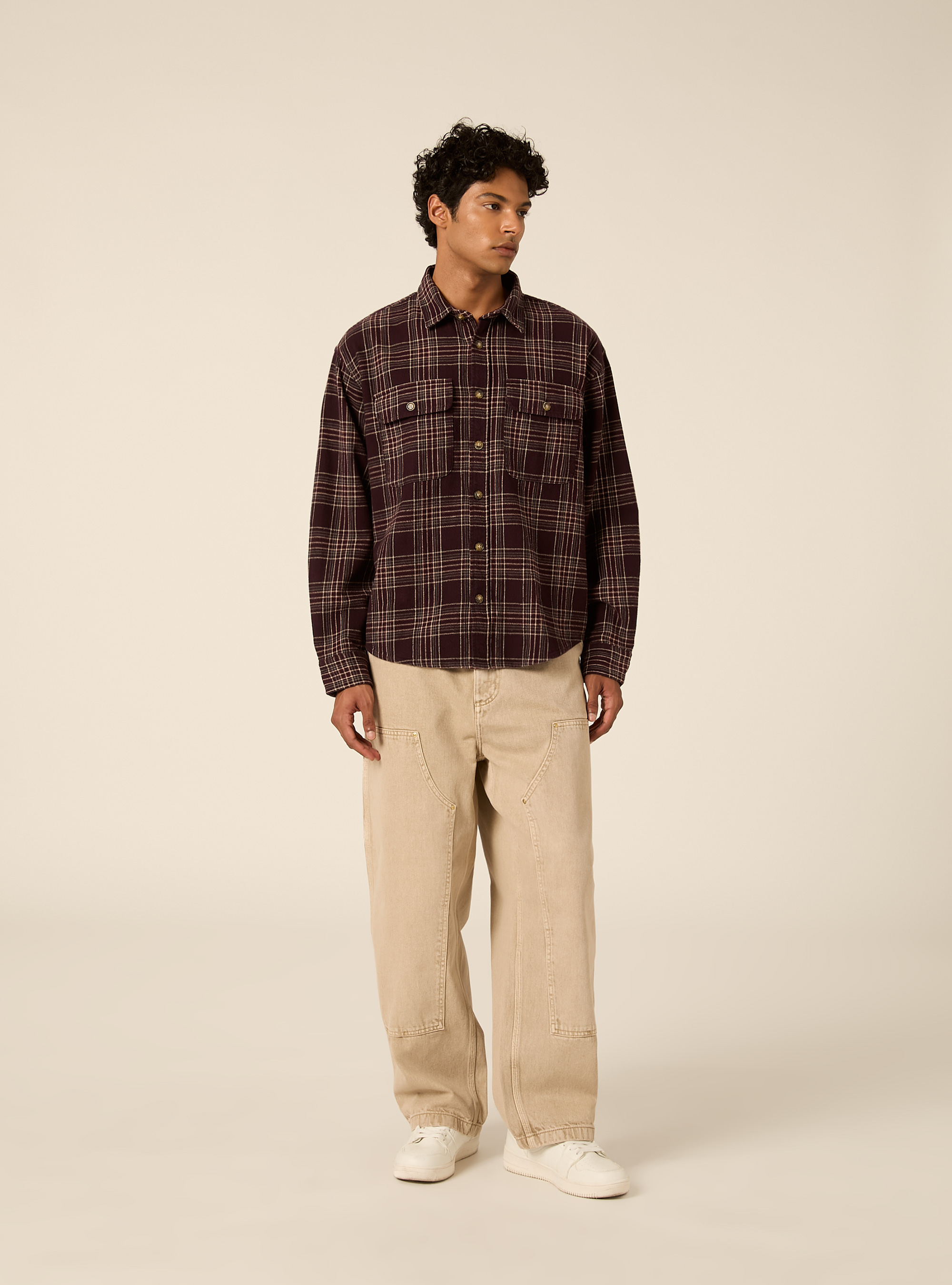 Camicia flanella quadri, BO1 BORDEAUX DARK
