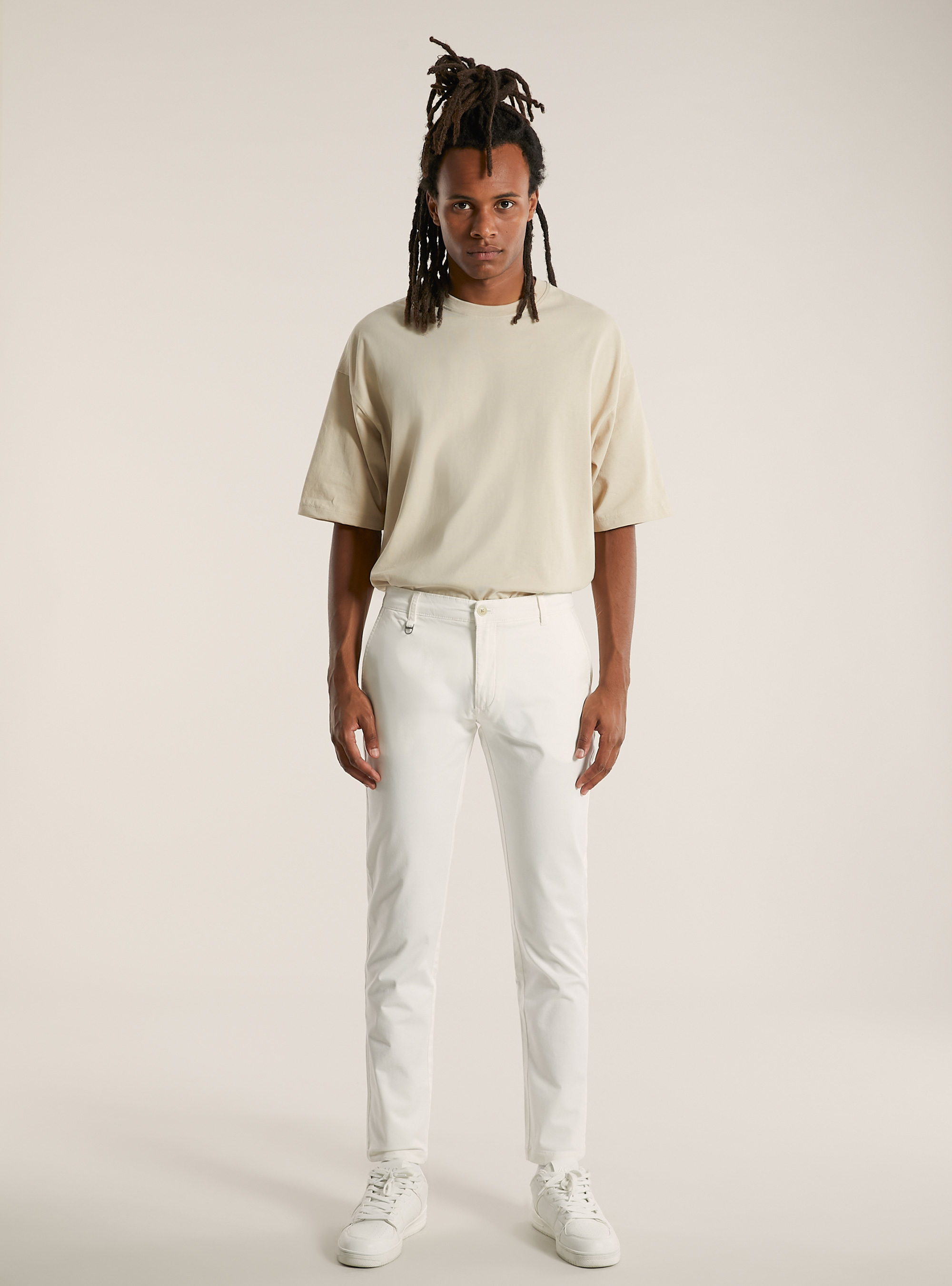 Skinny fit stretch twill chinos, WH1 OFF WHITE