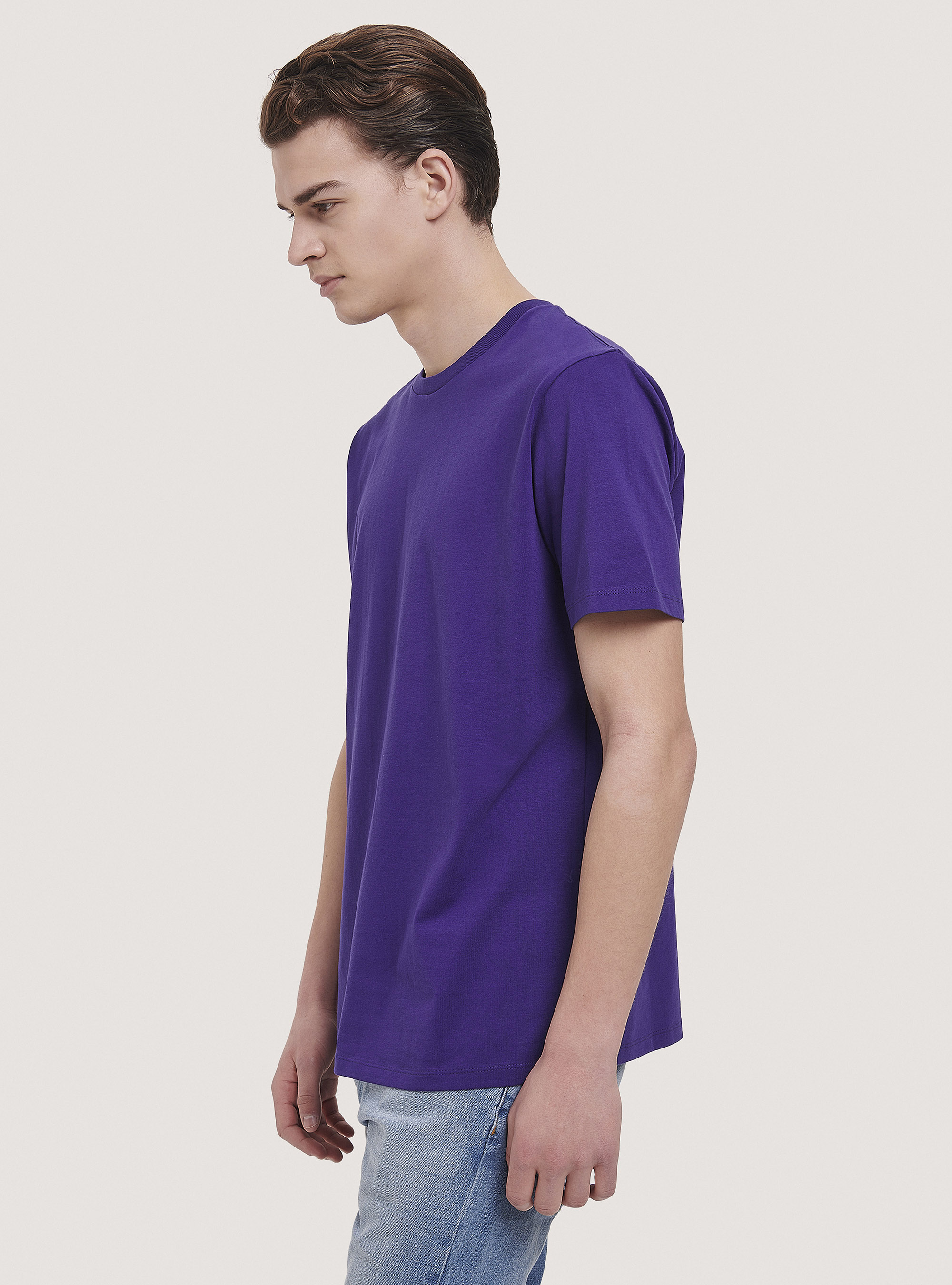 Camiseta básica de algodón, C399 PURPLE