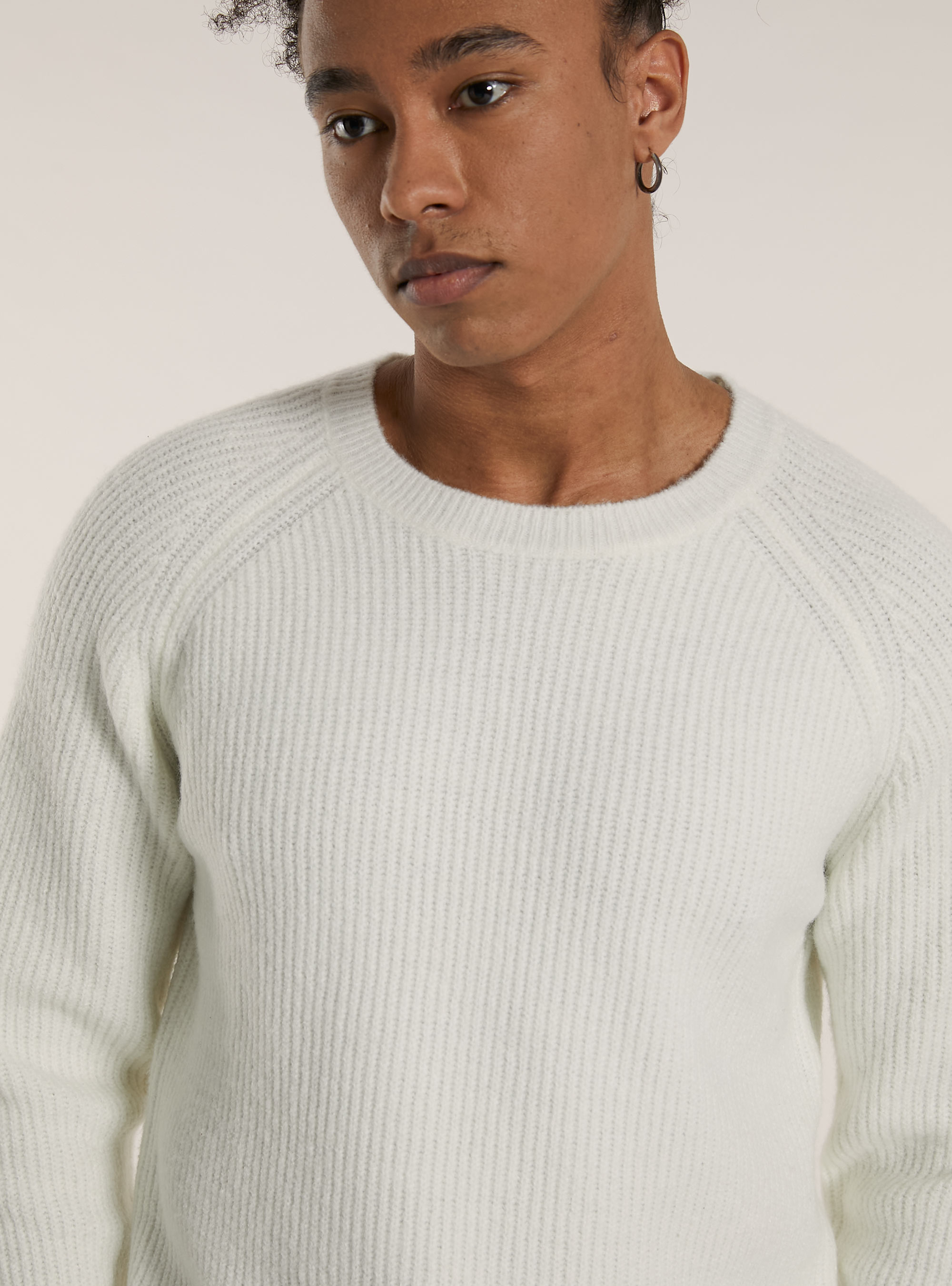 Jersey de canalé inglés en mezcla de lana, WH2 WHITE