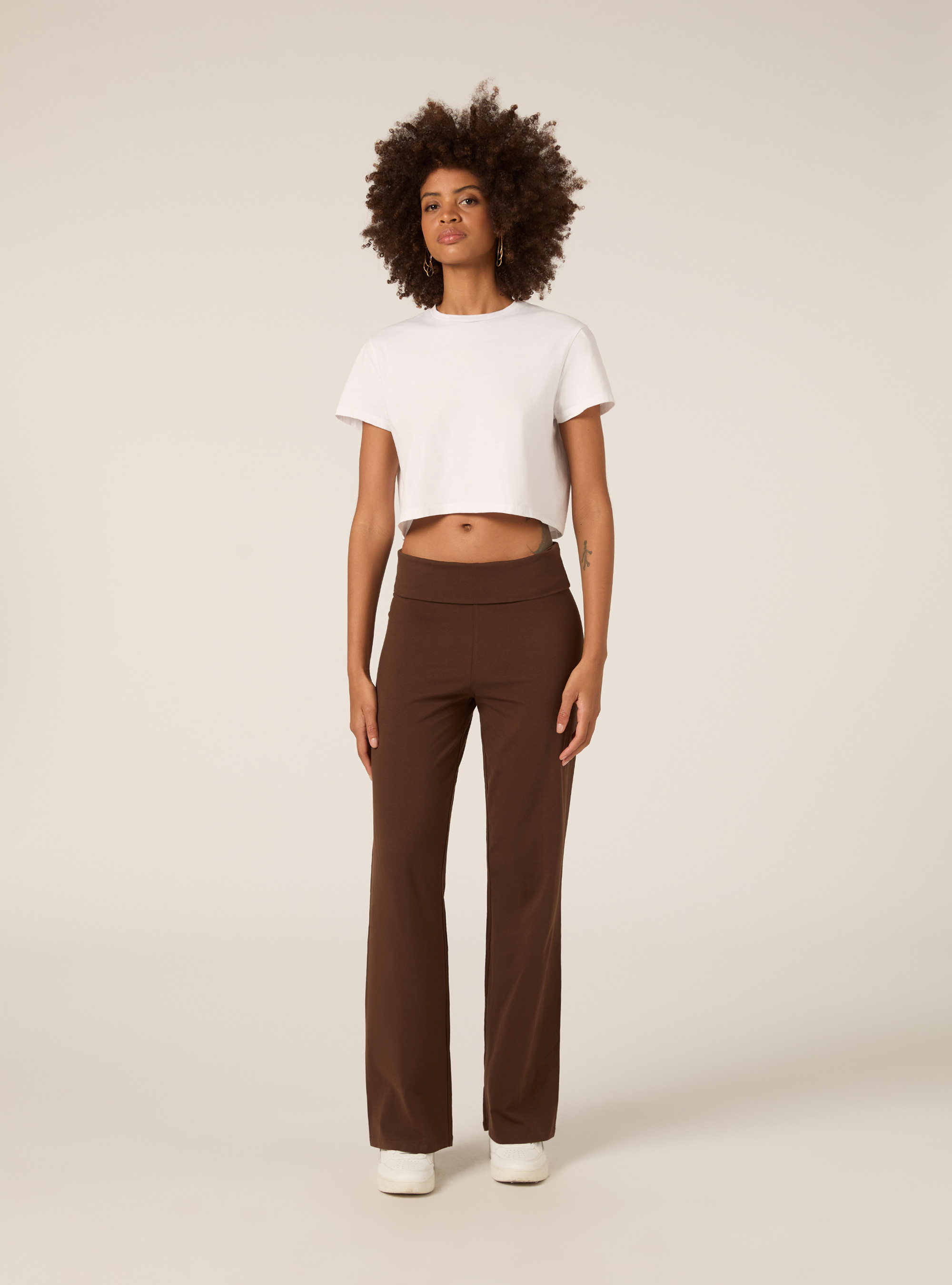 Leggings à revers à la taille, BR2 BROWN MEDIUM