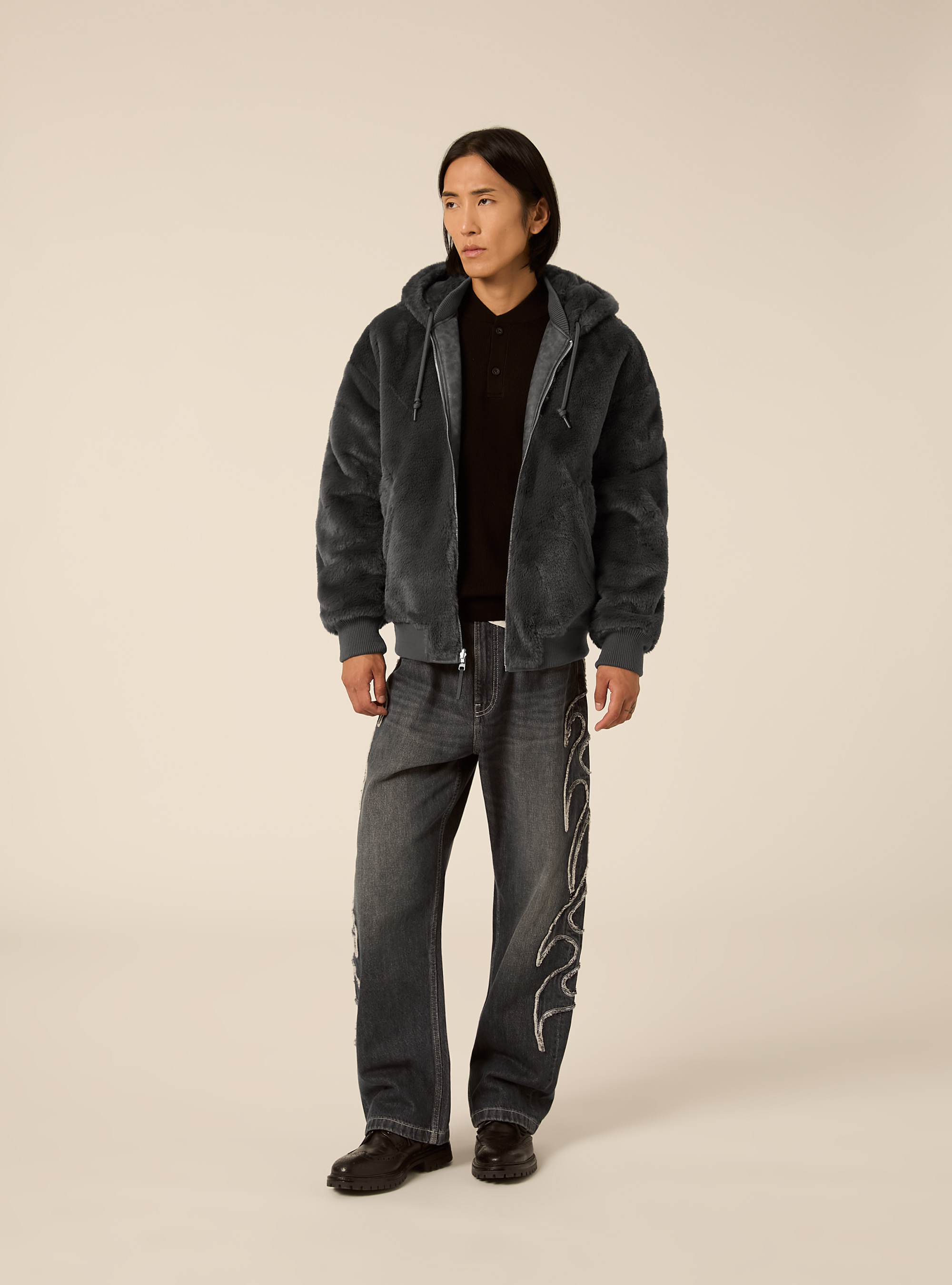 Bomber reversibile con cappuccio, GY2 GREY MEDIUM