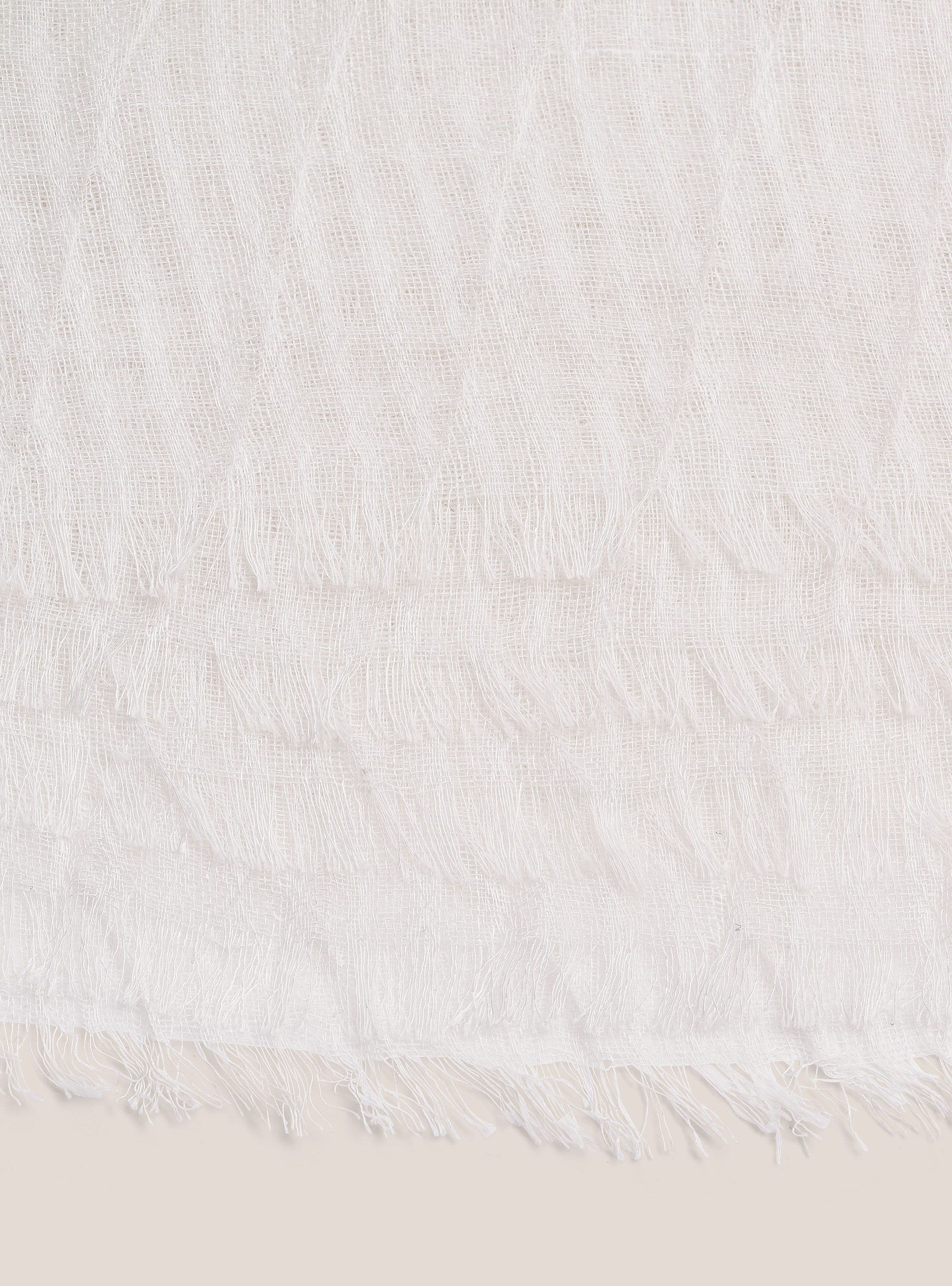 Lightweight scarf with fringes, WHITE