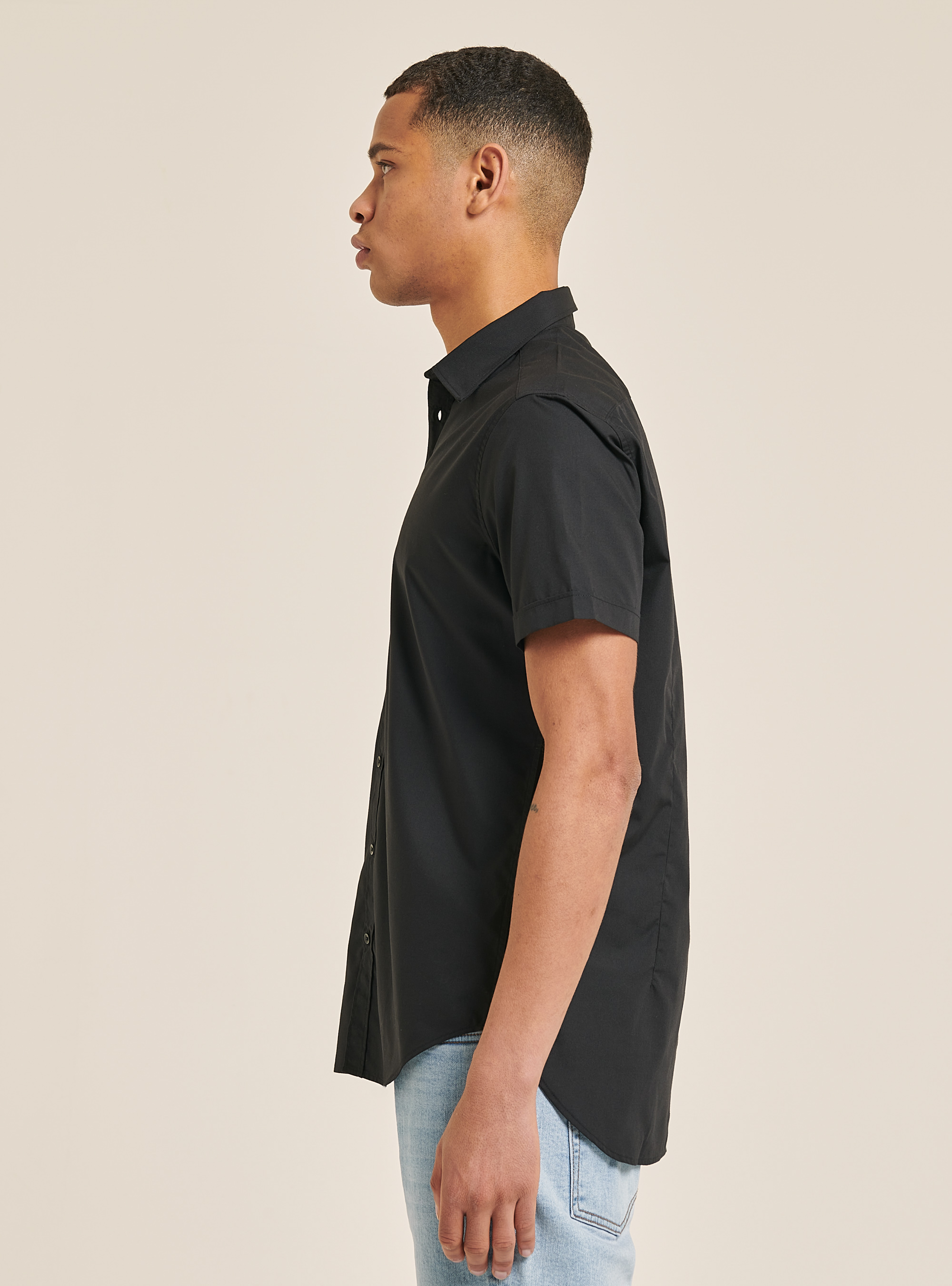Short-sleeved shirt, BLACK