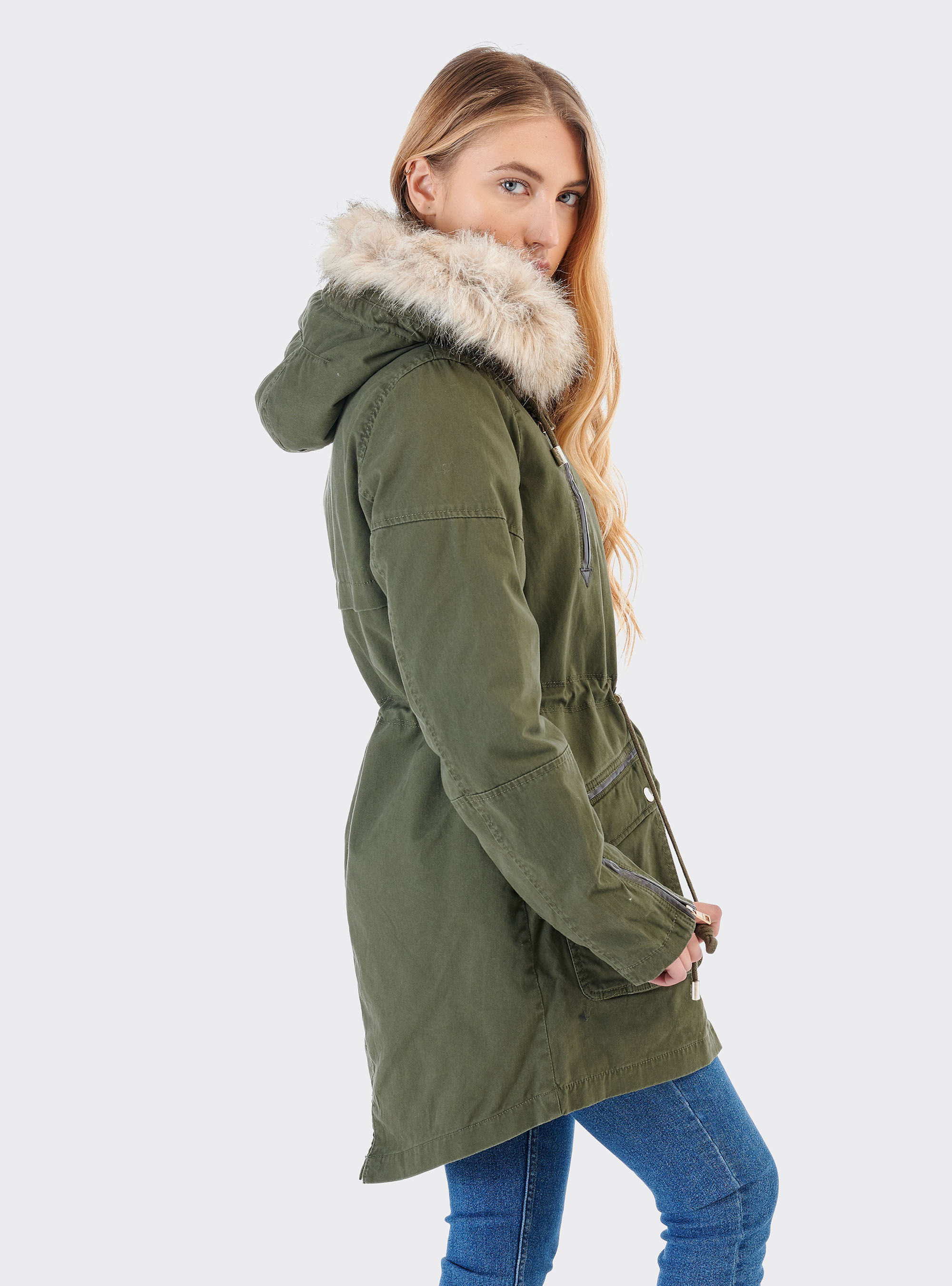 Parka zip maniche, KAKI