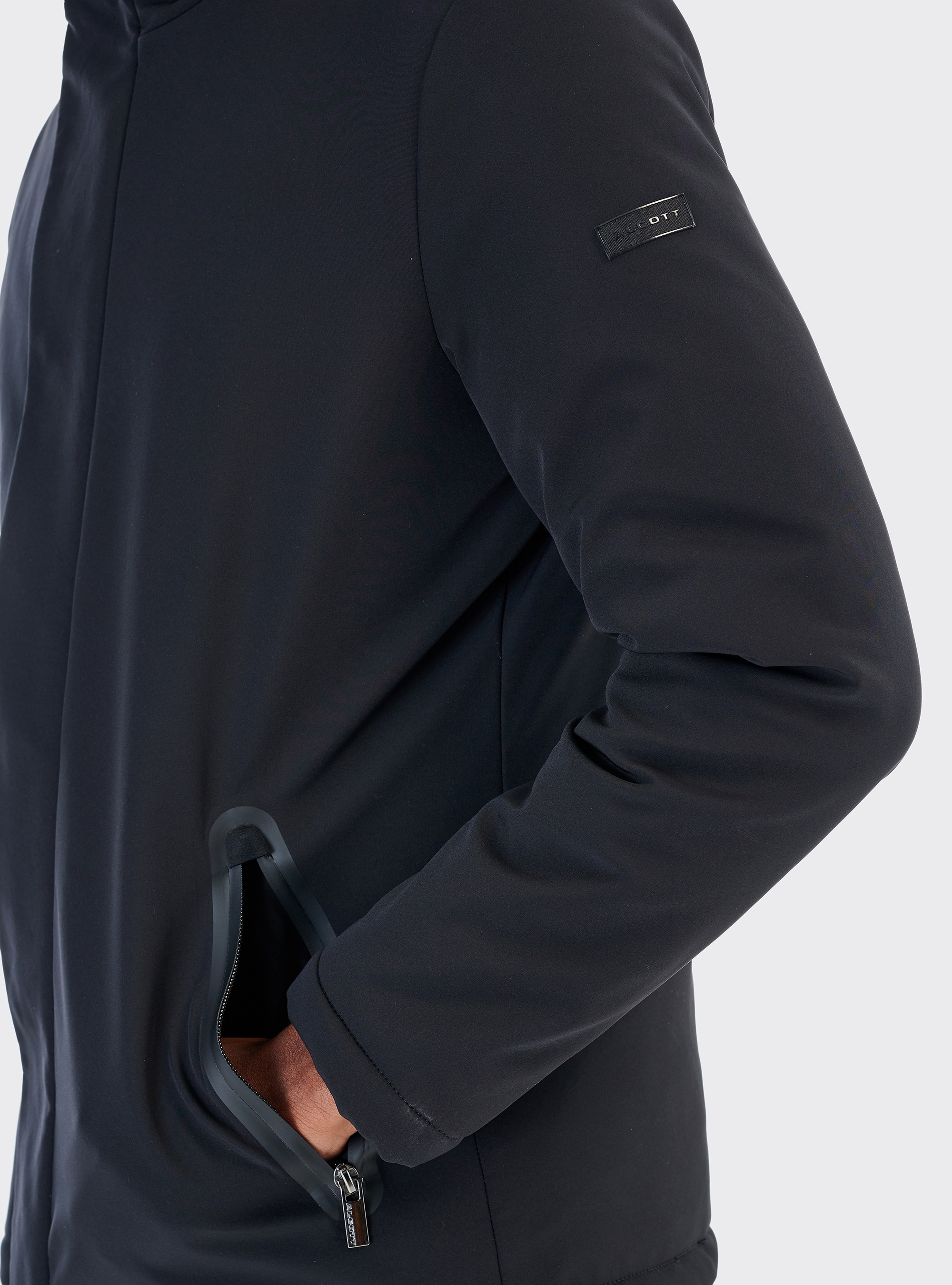 Blouson en tissu technique avec capuche, C101 BLACK