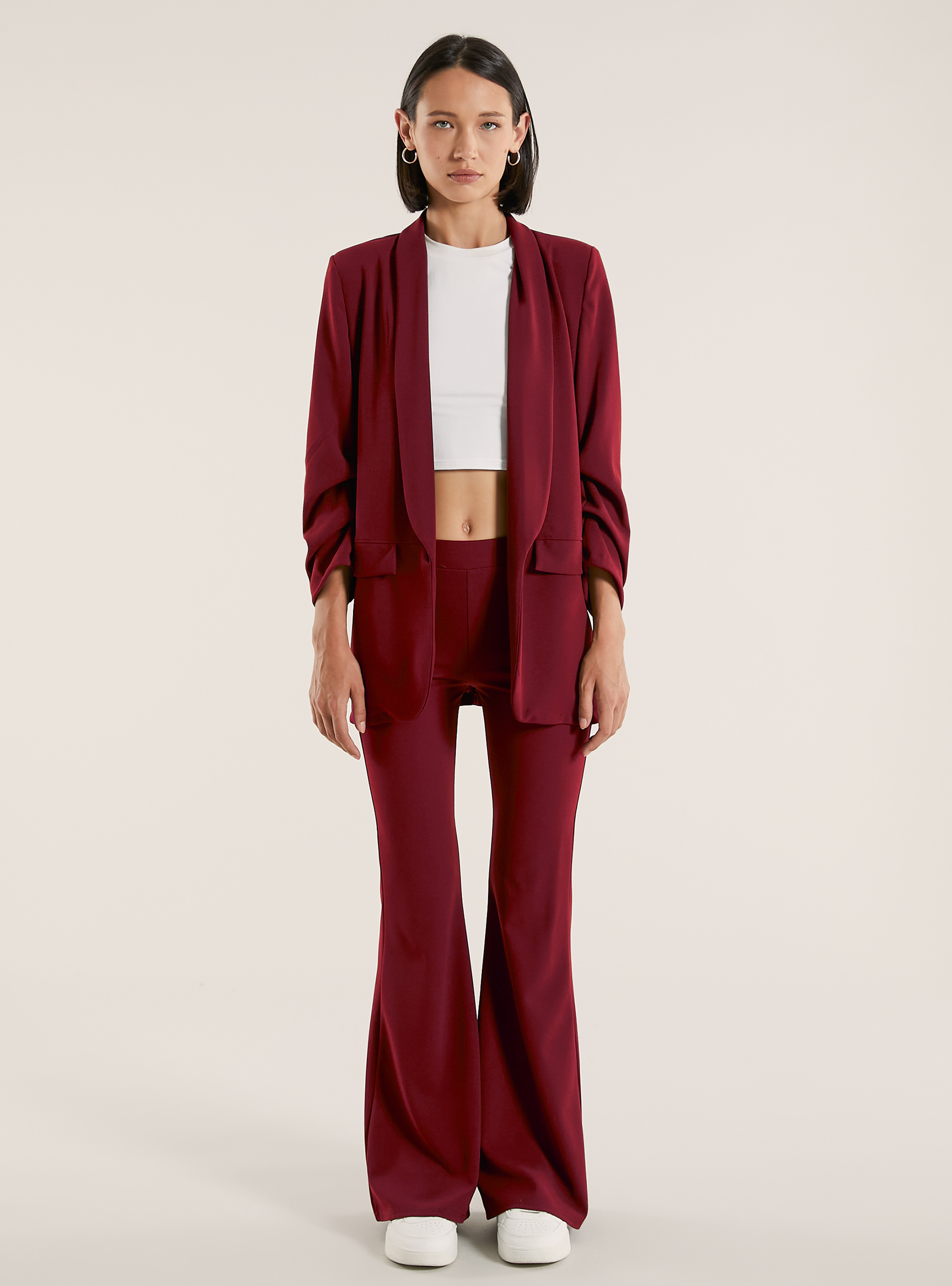 Blazer aperto in scuba, BO1 BORDEAUX DARK