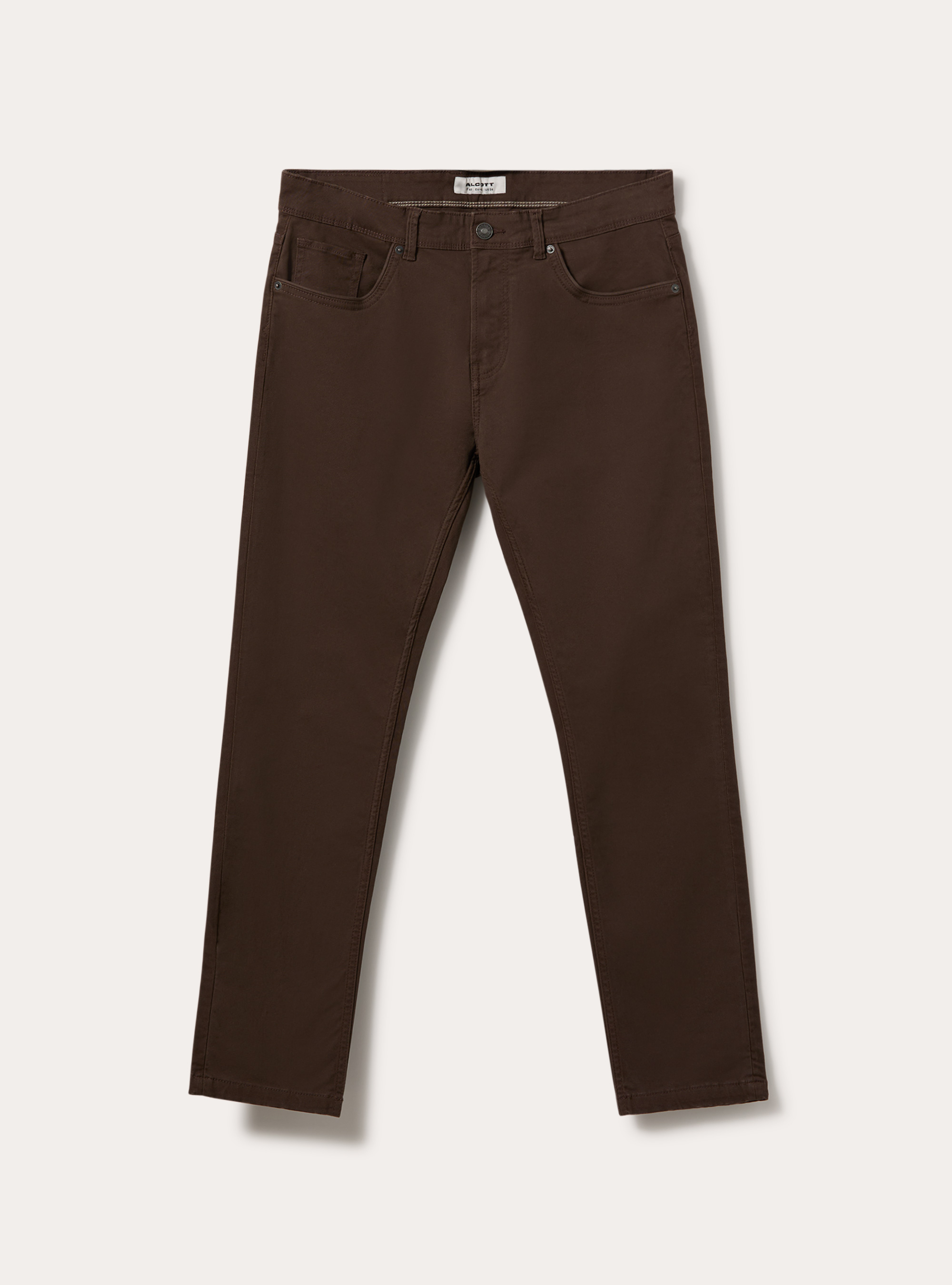 Pantaloni 5 tasche in twill, BR2 BROWN MEDIUM
