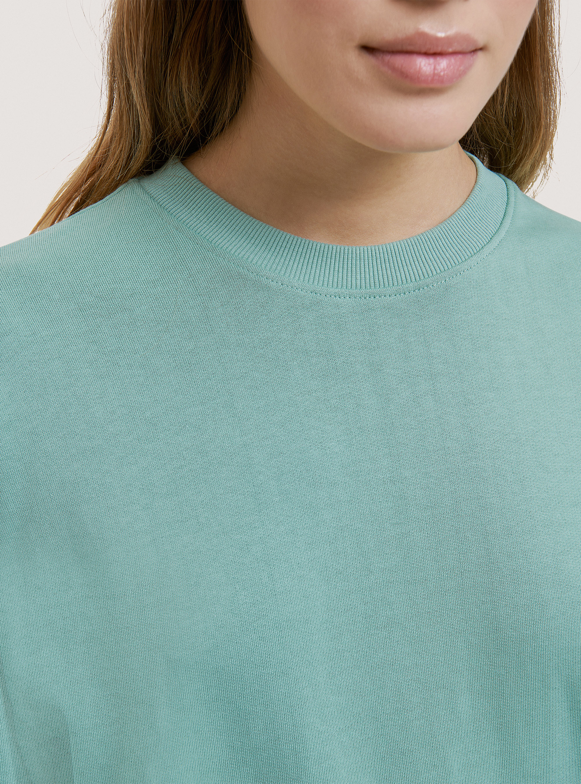 Sweat-shirt basique à col ras du cou en coton, C6730 GREEN