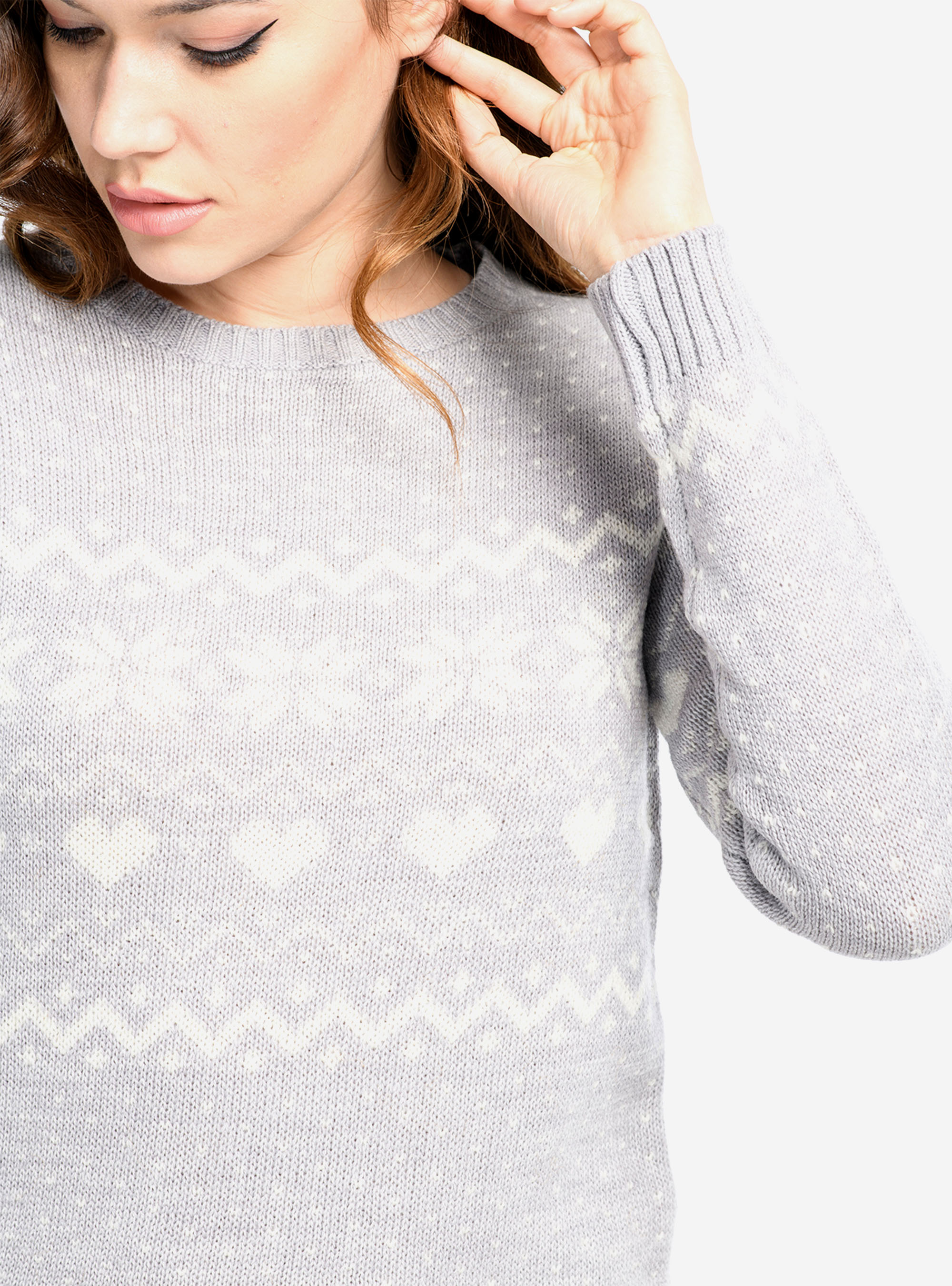 CHRISTMAS CREWNECK SWEATER, GREY MELANGE