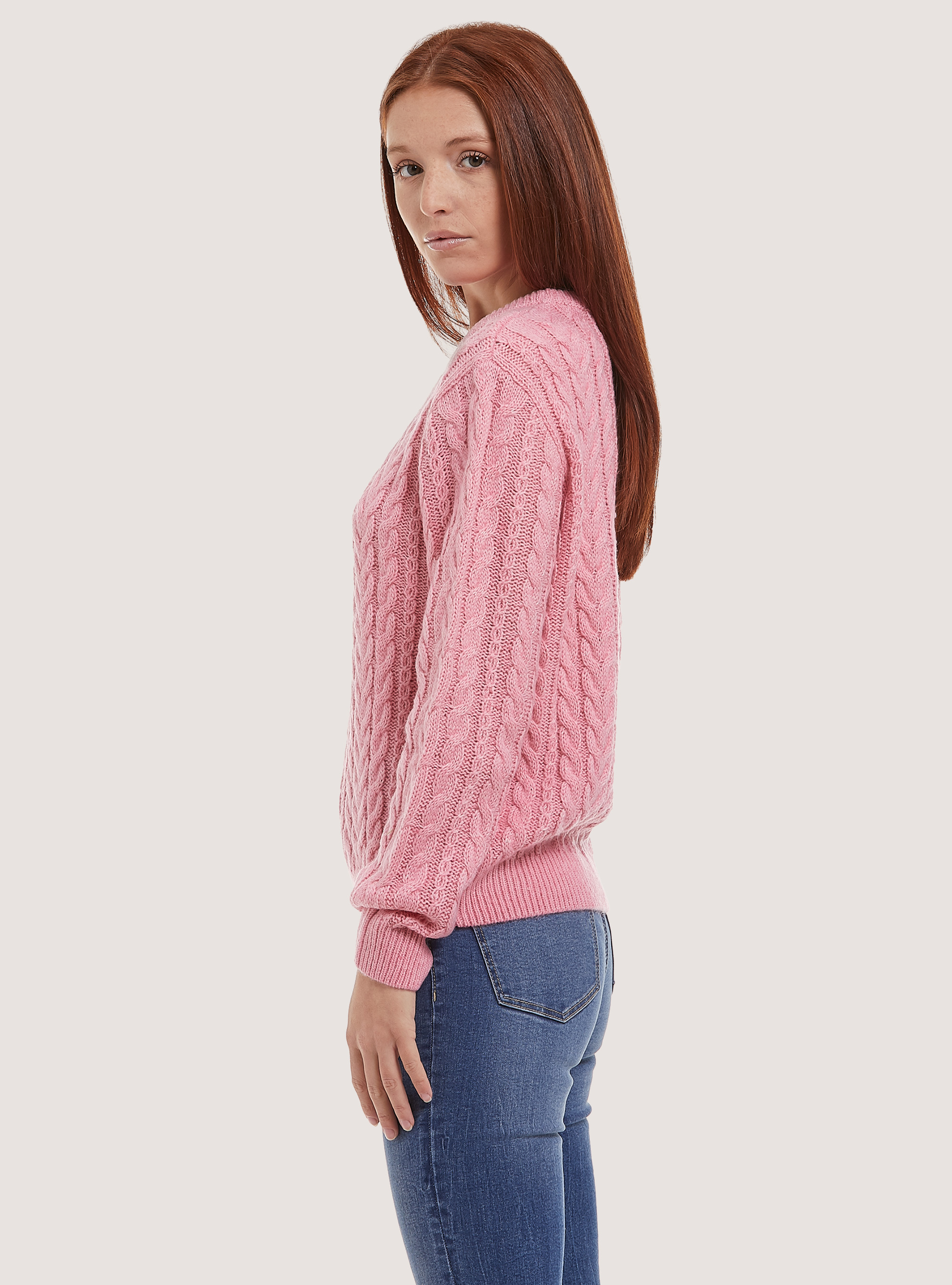 Pullover con trecce, PK2 PINK MEDIUM