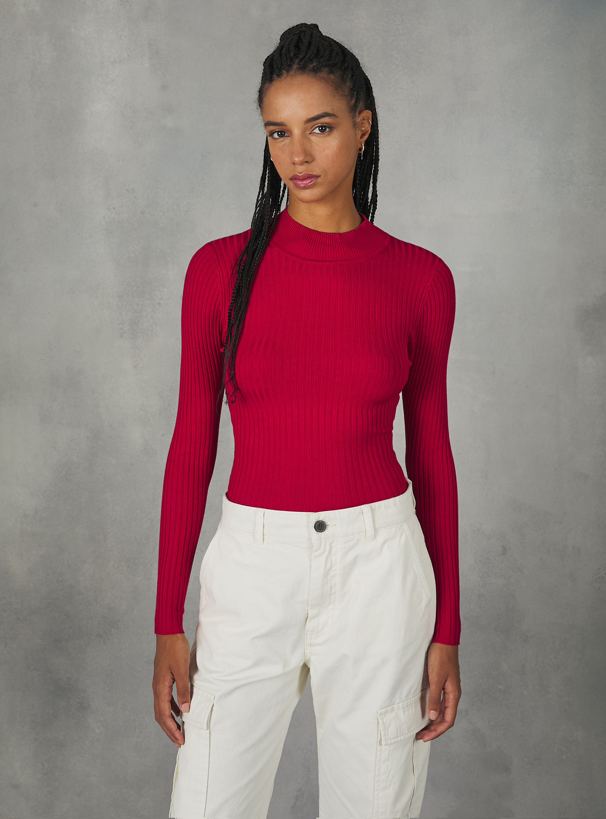 Pull cropped demi-cou cotele, RD1 RED DARK