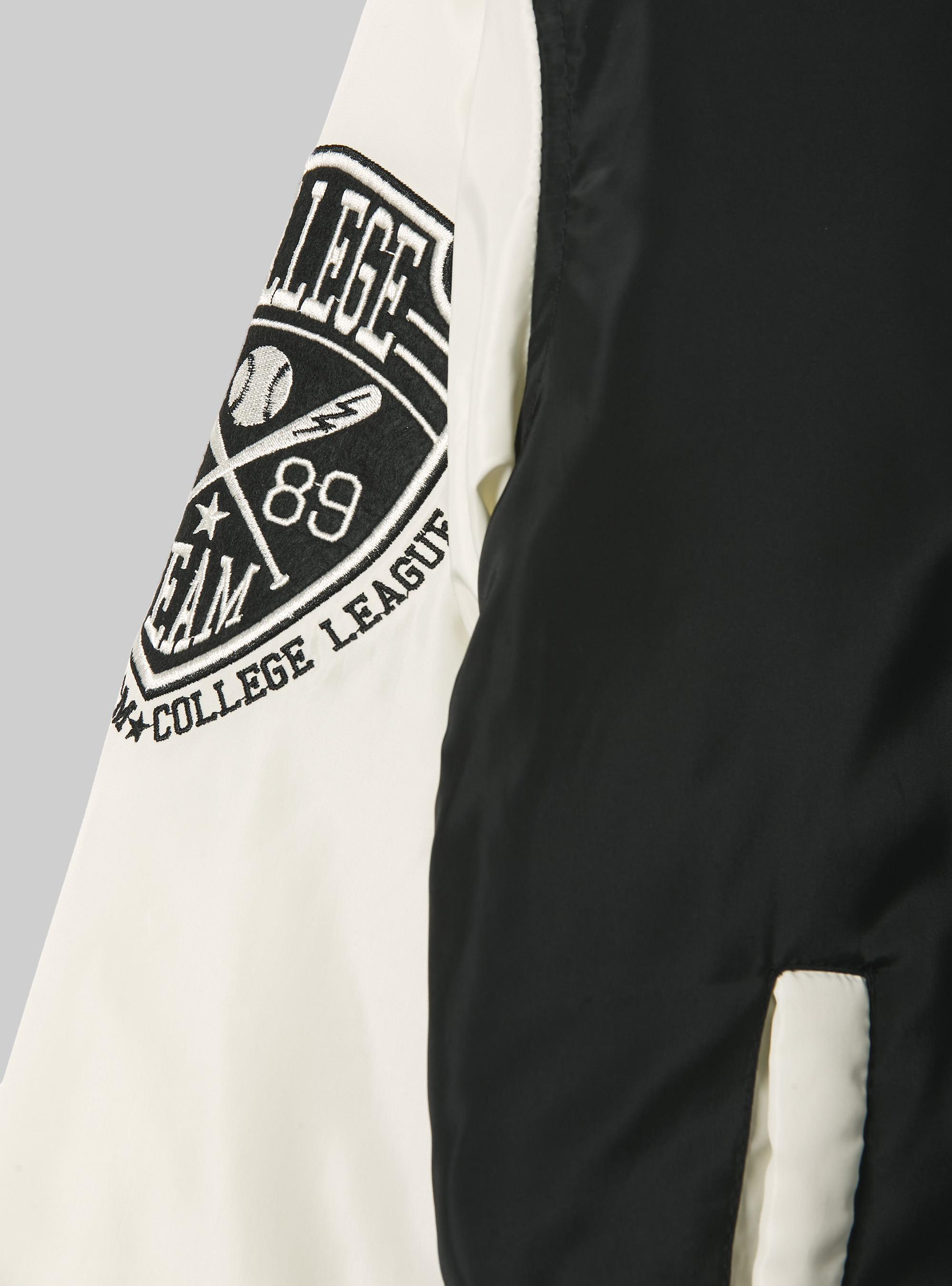 College-style bomber jacket with recycled padding, BK1 BLACK