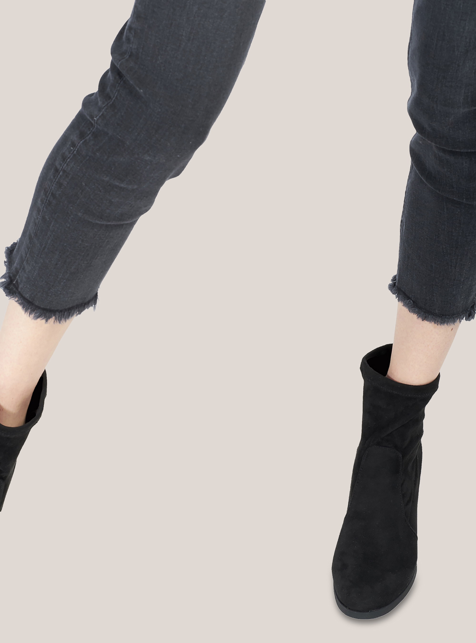 Skinny-Fit-Jeans mit hoher Taille, C101 BLACK