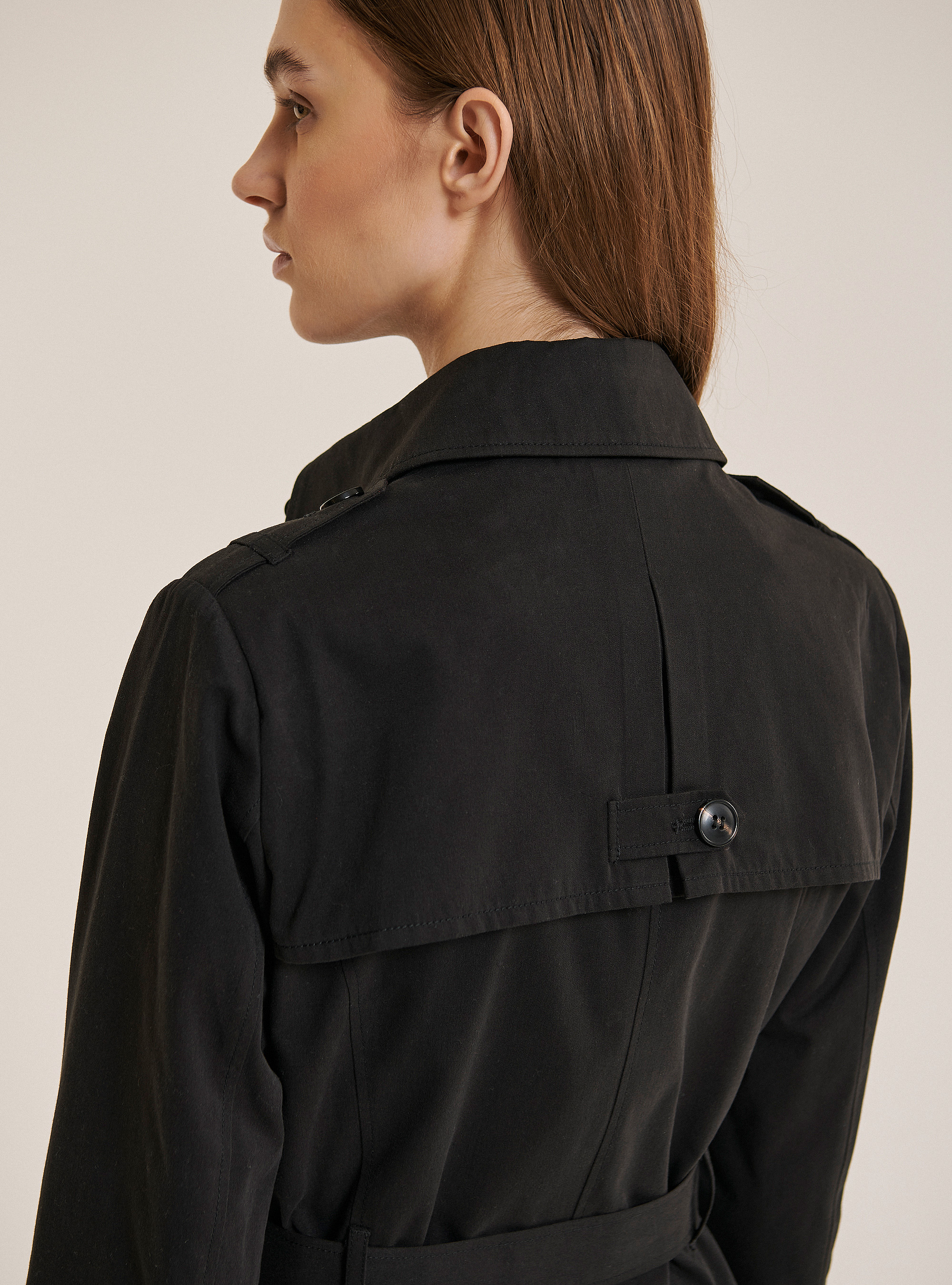 Trench con cintura, NERO