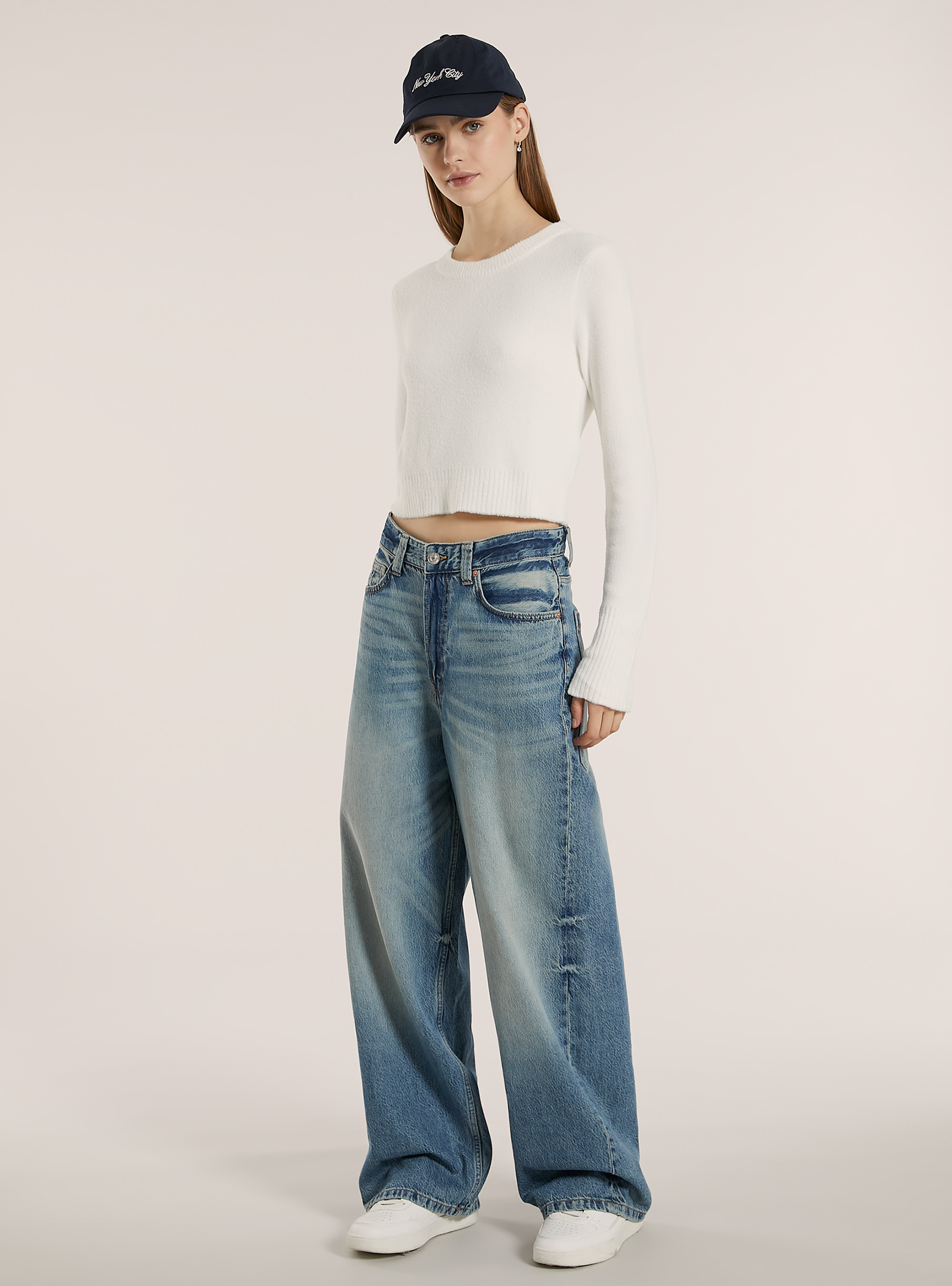 Pullover  girocollo pelo rasato, WH2 WHITE