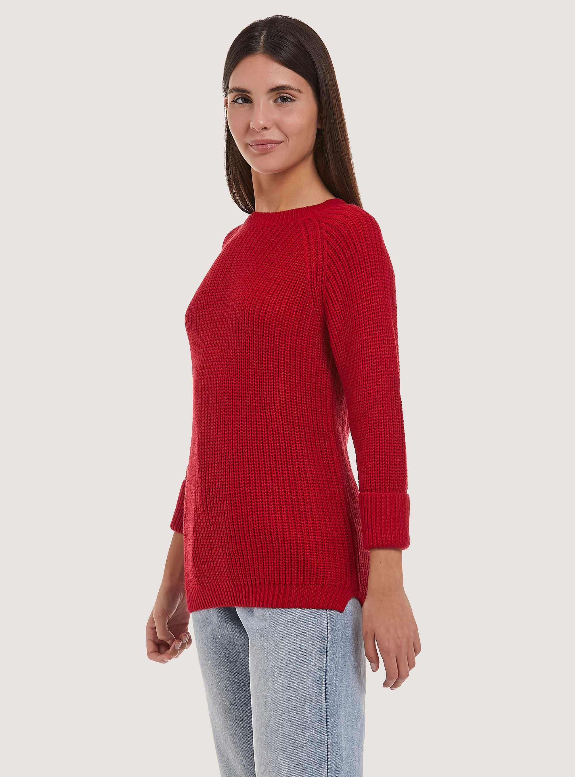Warm English rib pullover, RD2 RED MEDIUM