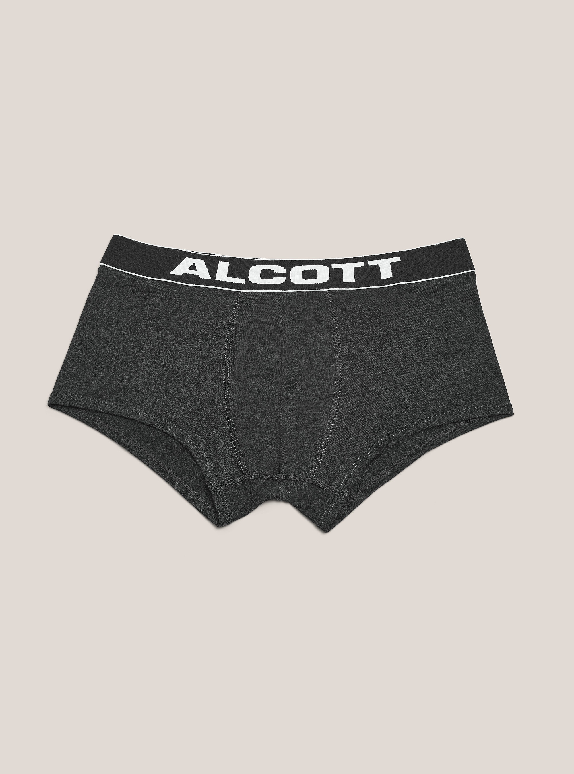 Boxer in cotone elasticizzato con logo, GRIGIO MELANGE