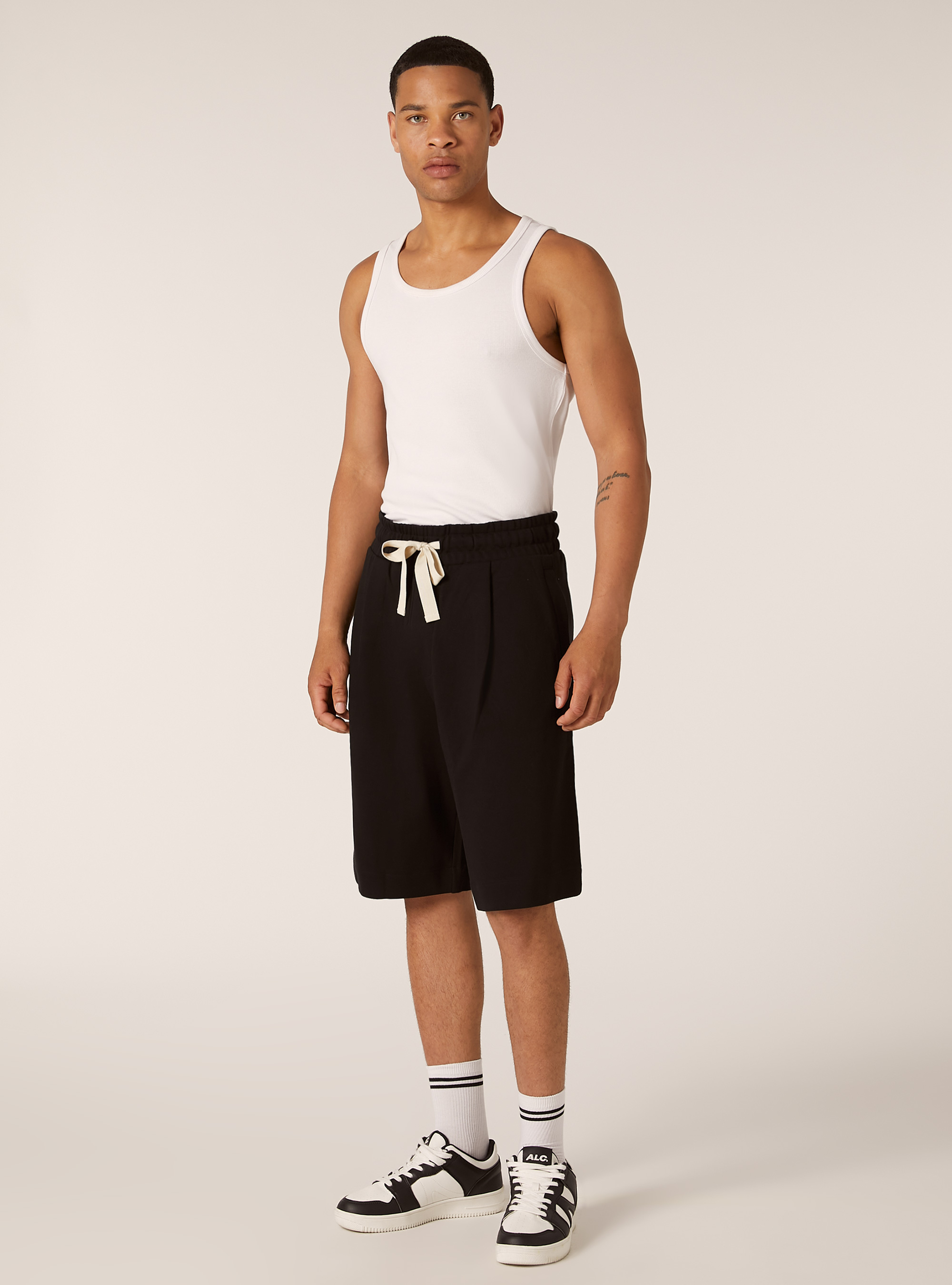 Bermudas de felpa de corte holgado, BK1 BLACK