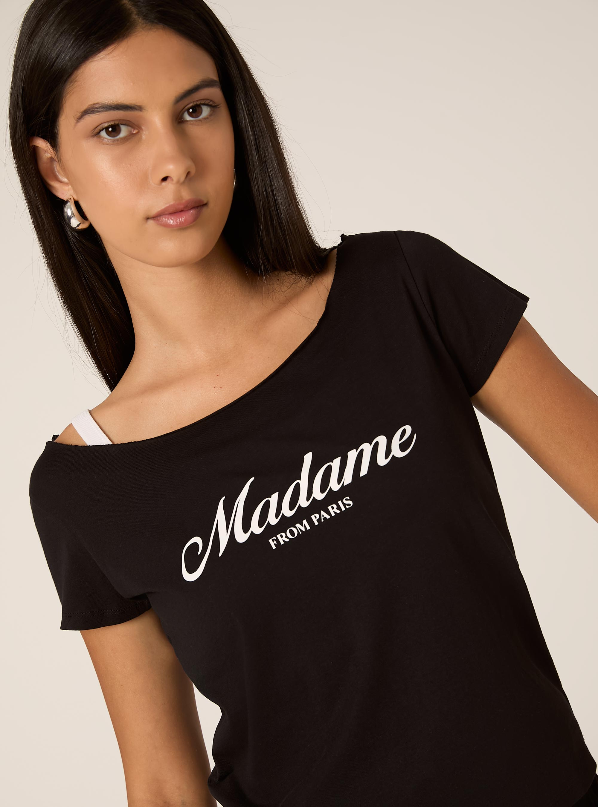 Boat neck T-shirt, BK1 BLACK