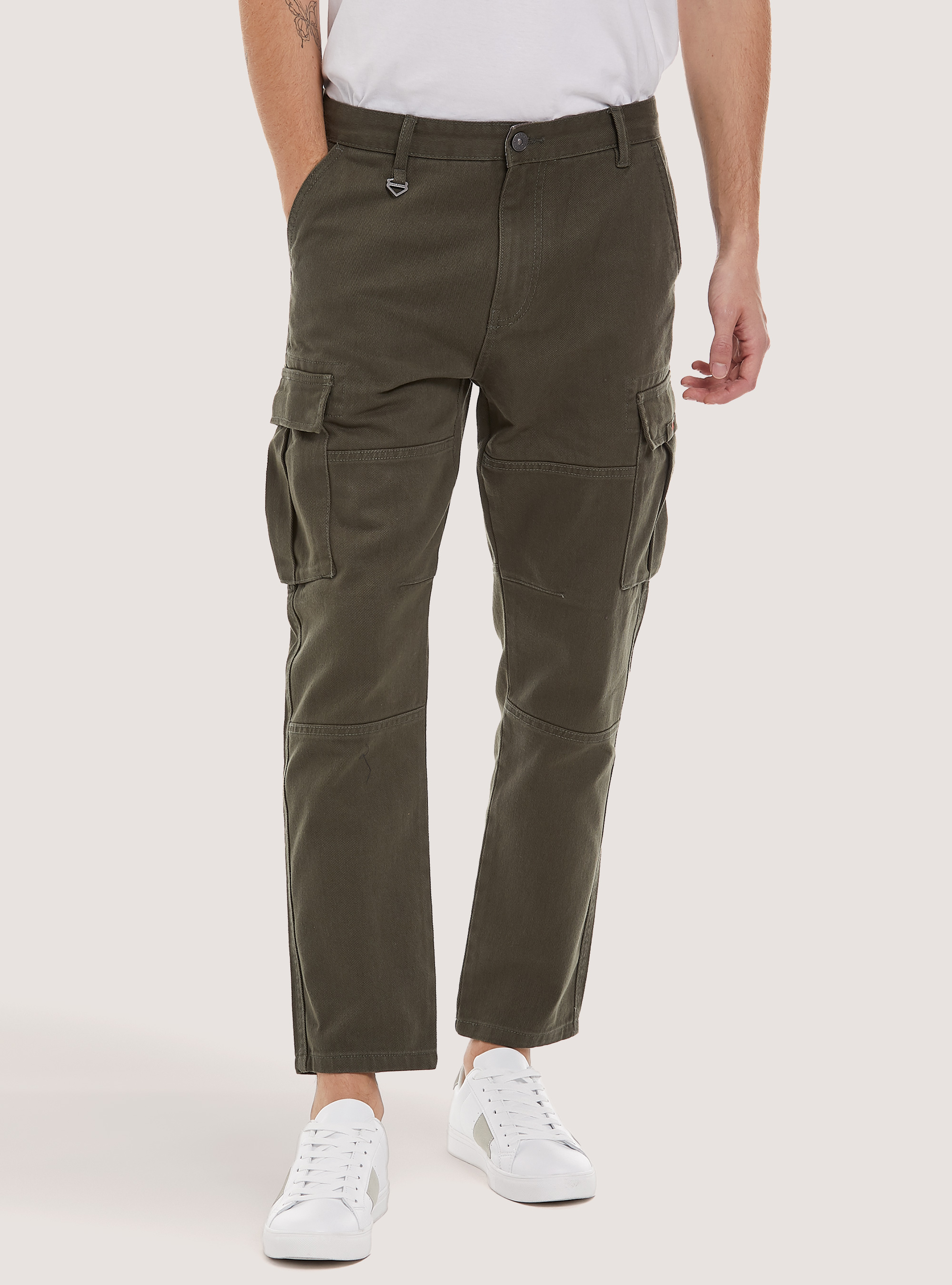 Army twill cargo trousers, KY1 KAKY DARK