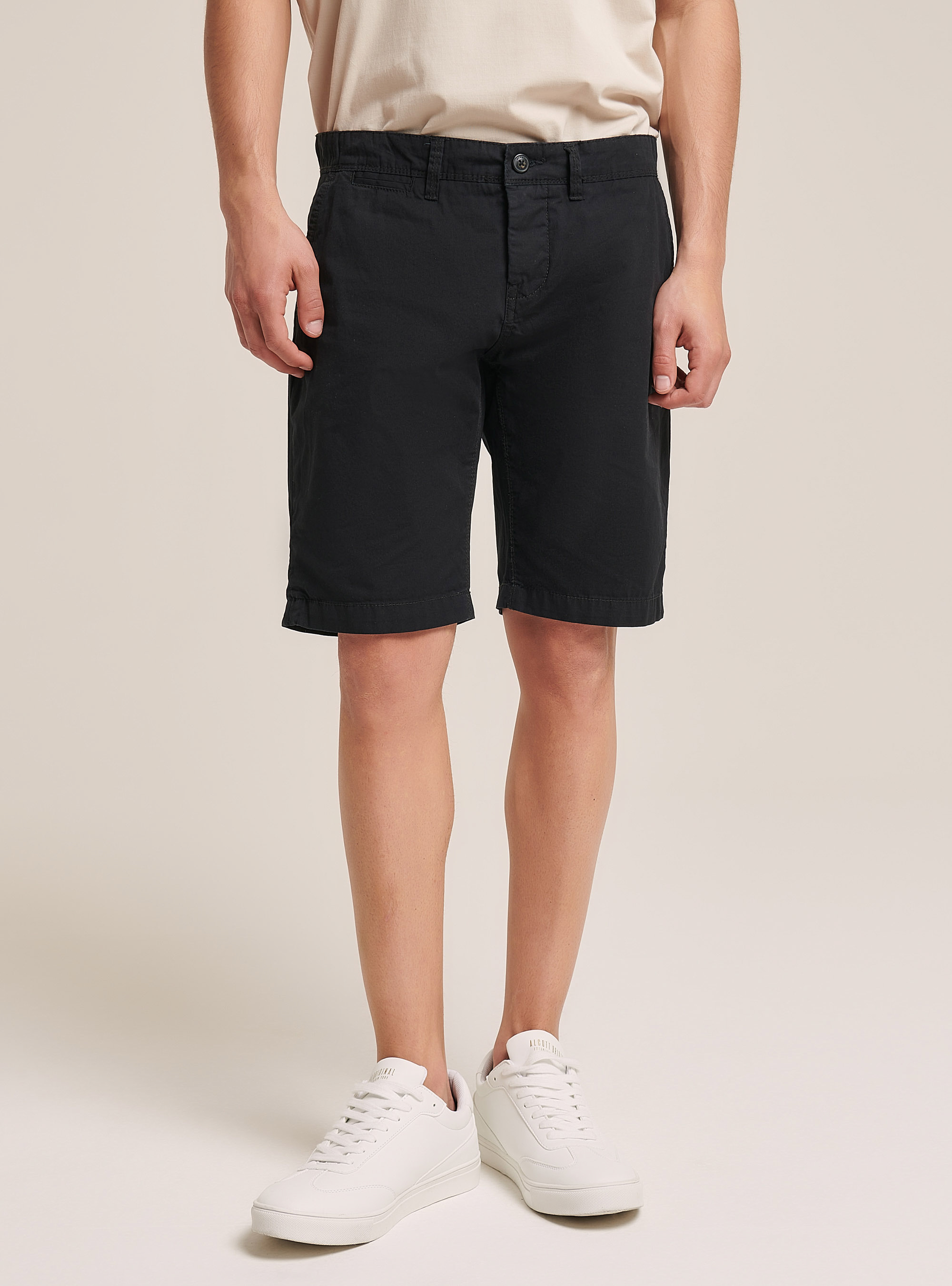 Bermudashorts aus Segeltuchstoff, C101 BLACK