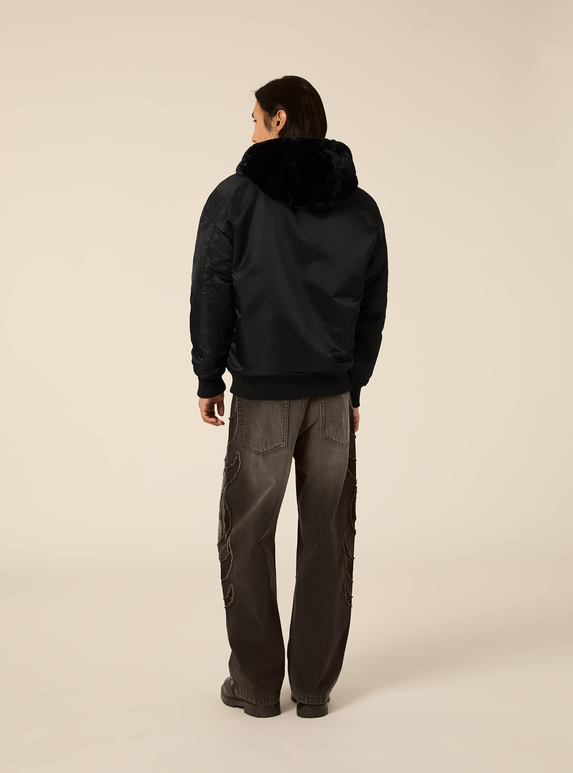 Bomber reversibile con cappuccio, BK1 BLACK