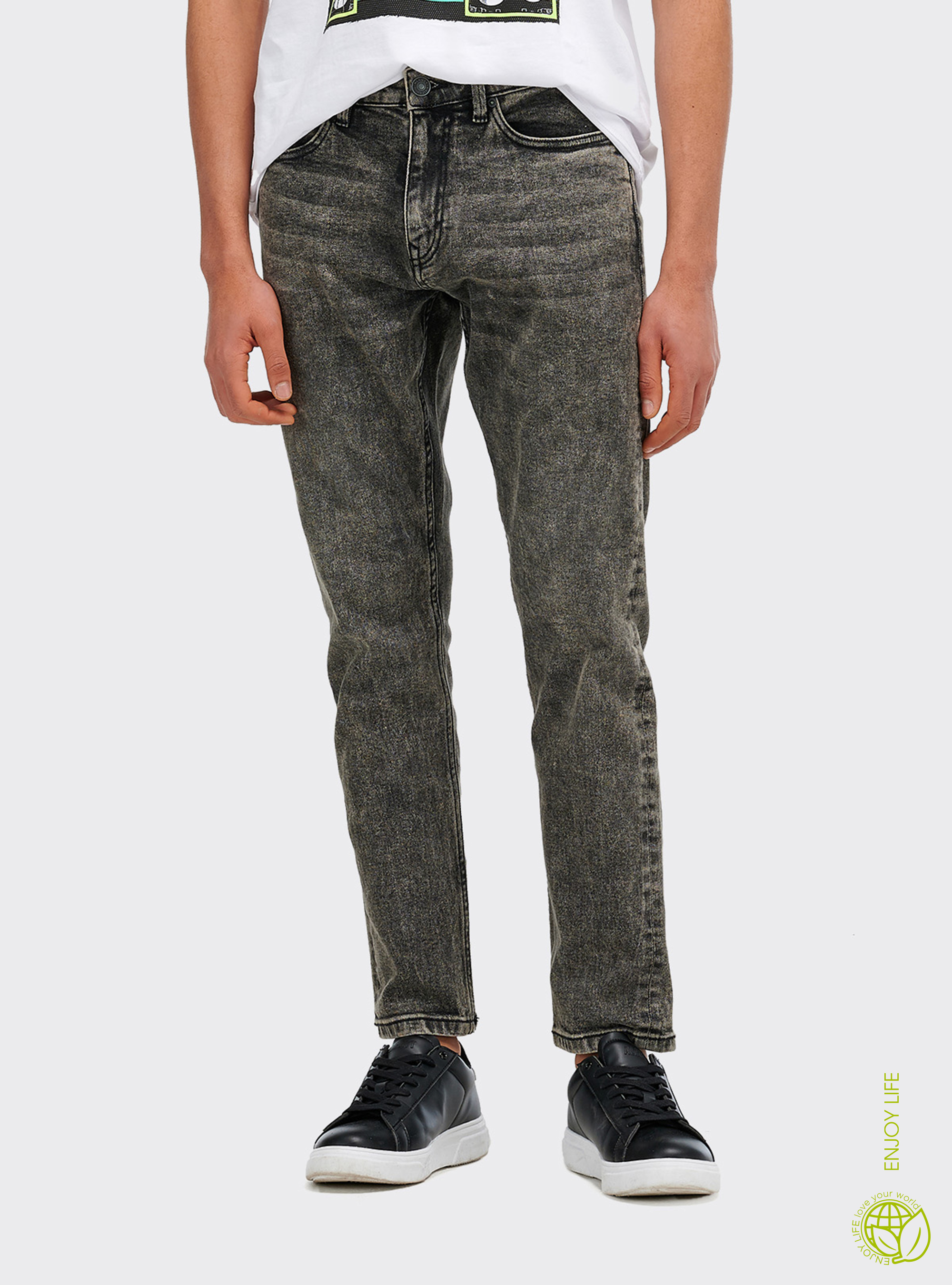 Jeans slim fit de algodón orgánico, GRIS