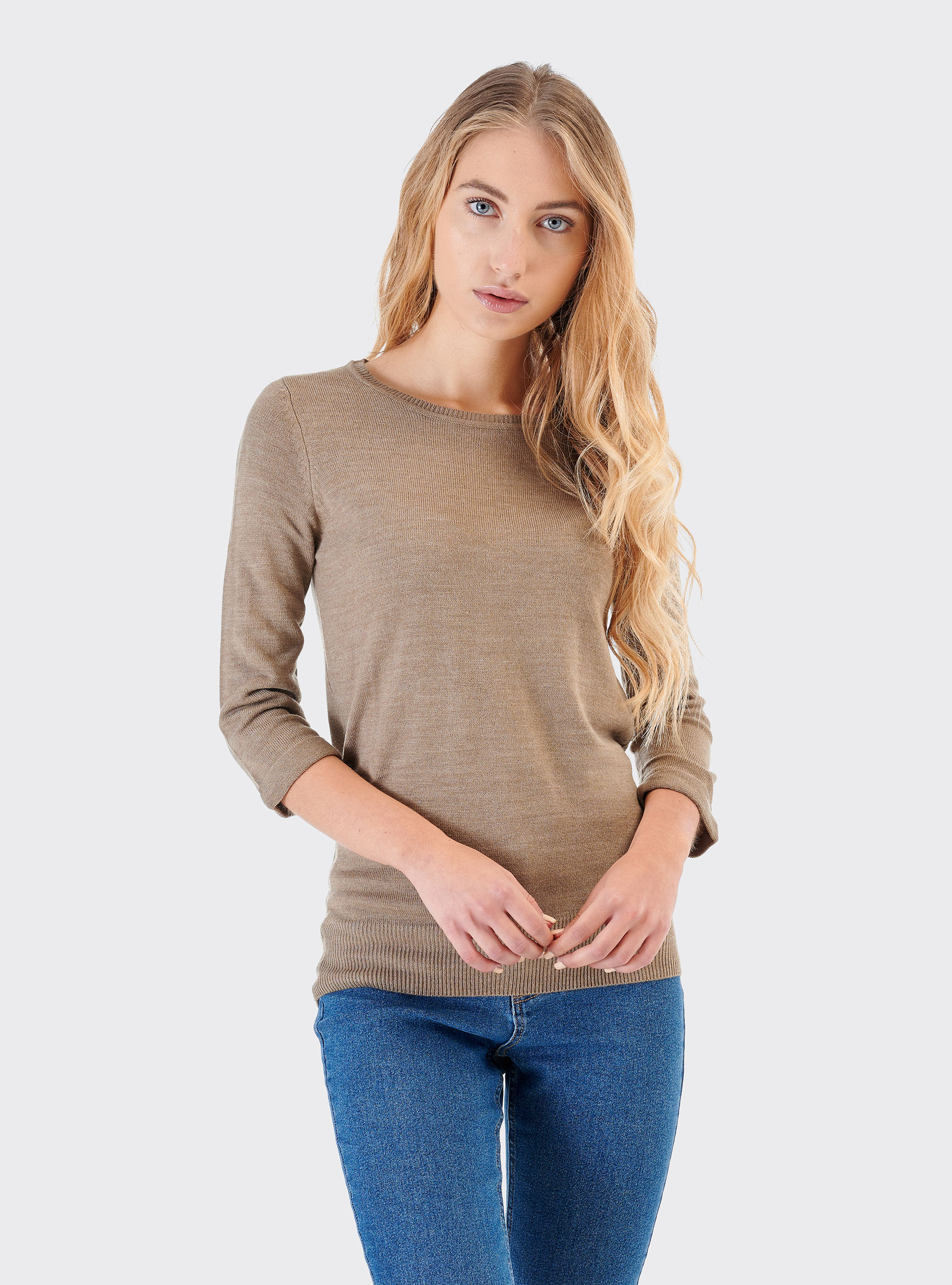 Basic crew neck, MARRÓN CLARO