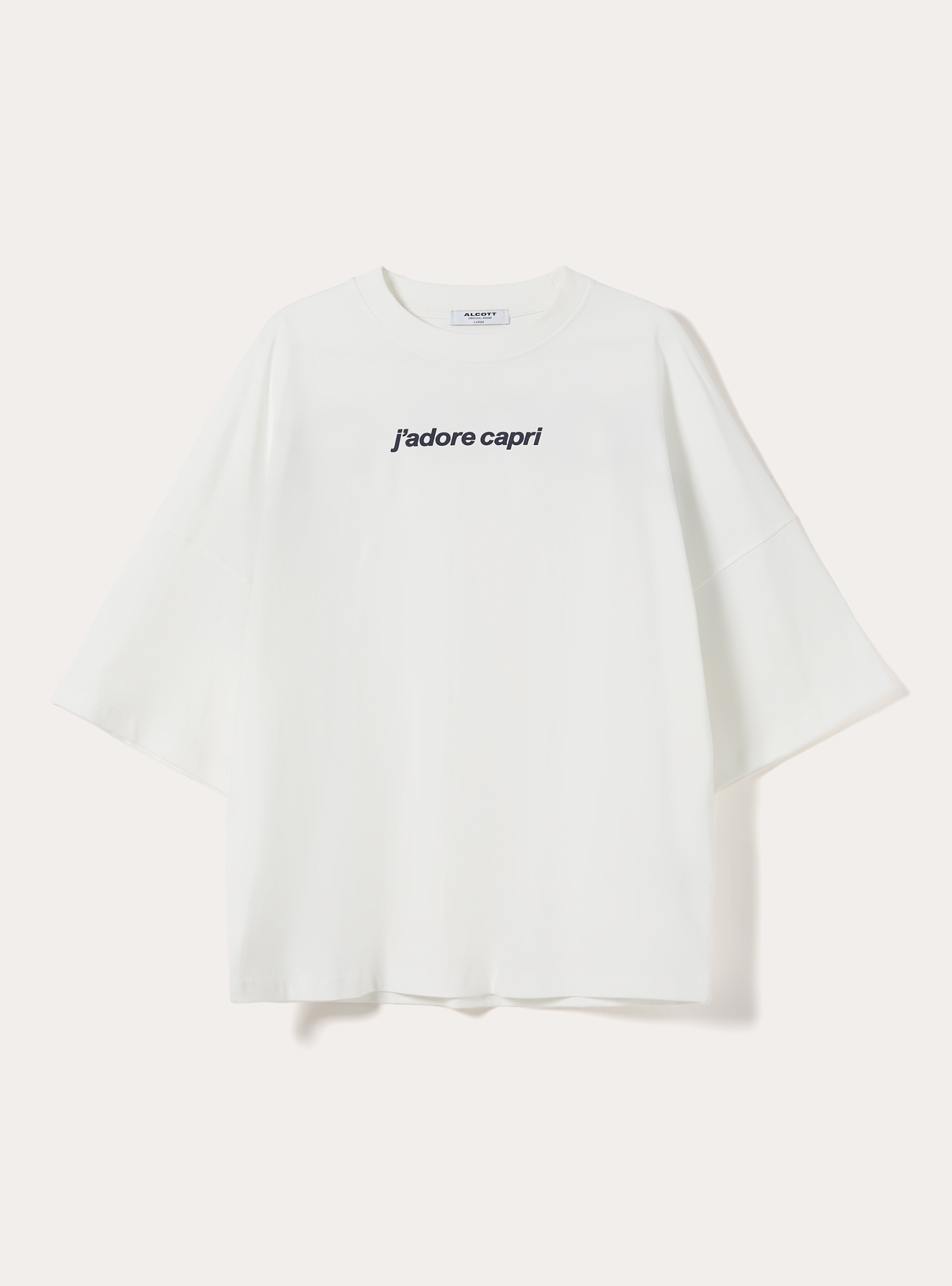 T- shirt base boxy con stampa capri, WH1 OFF WHITE
