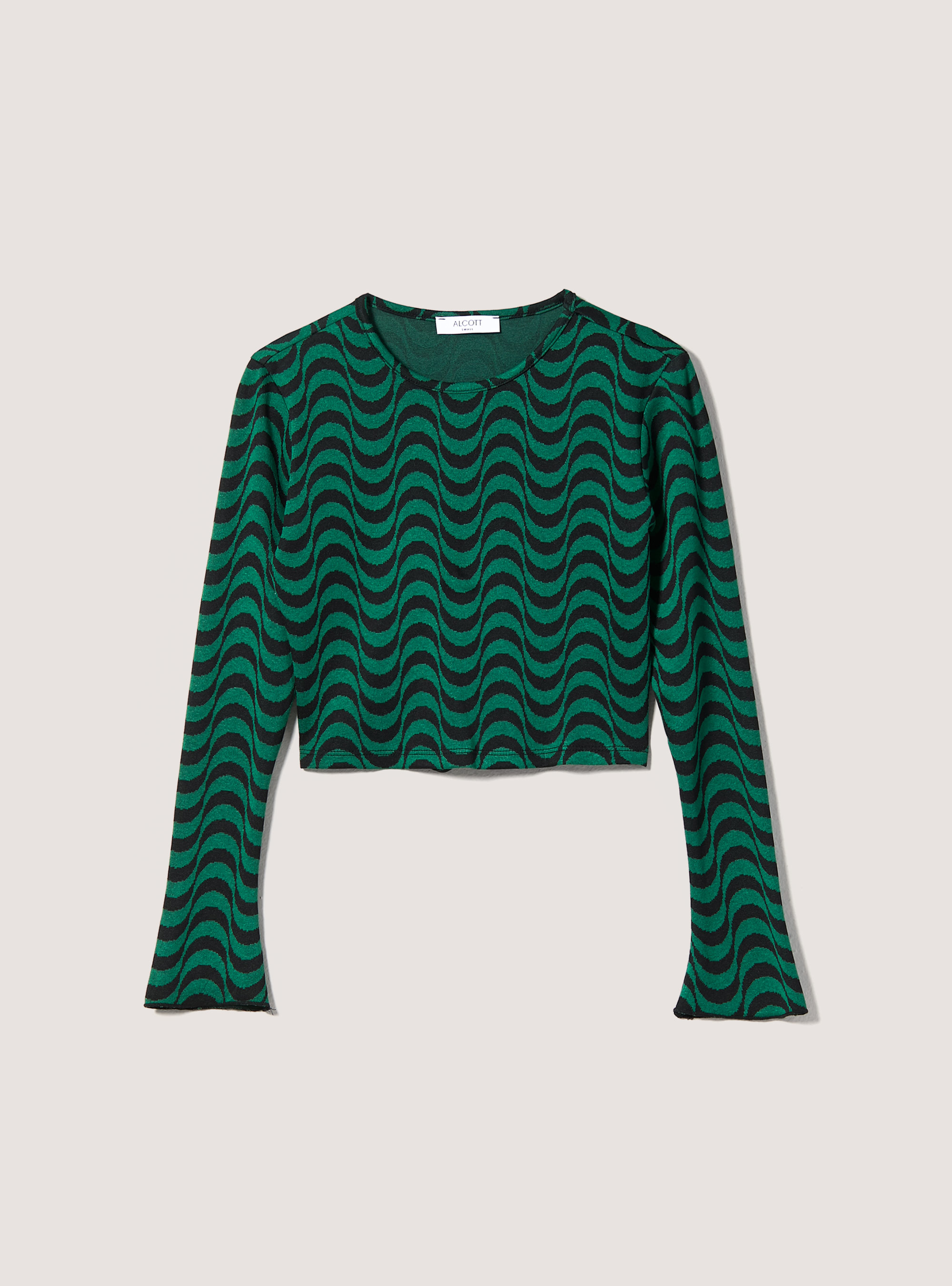 Printed cropped long-sleeved T-shirt