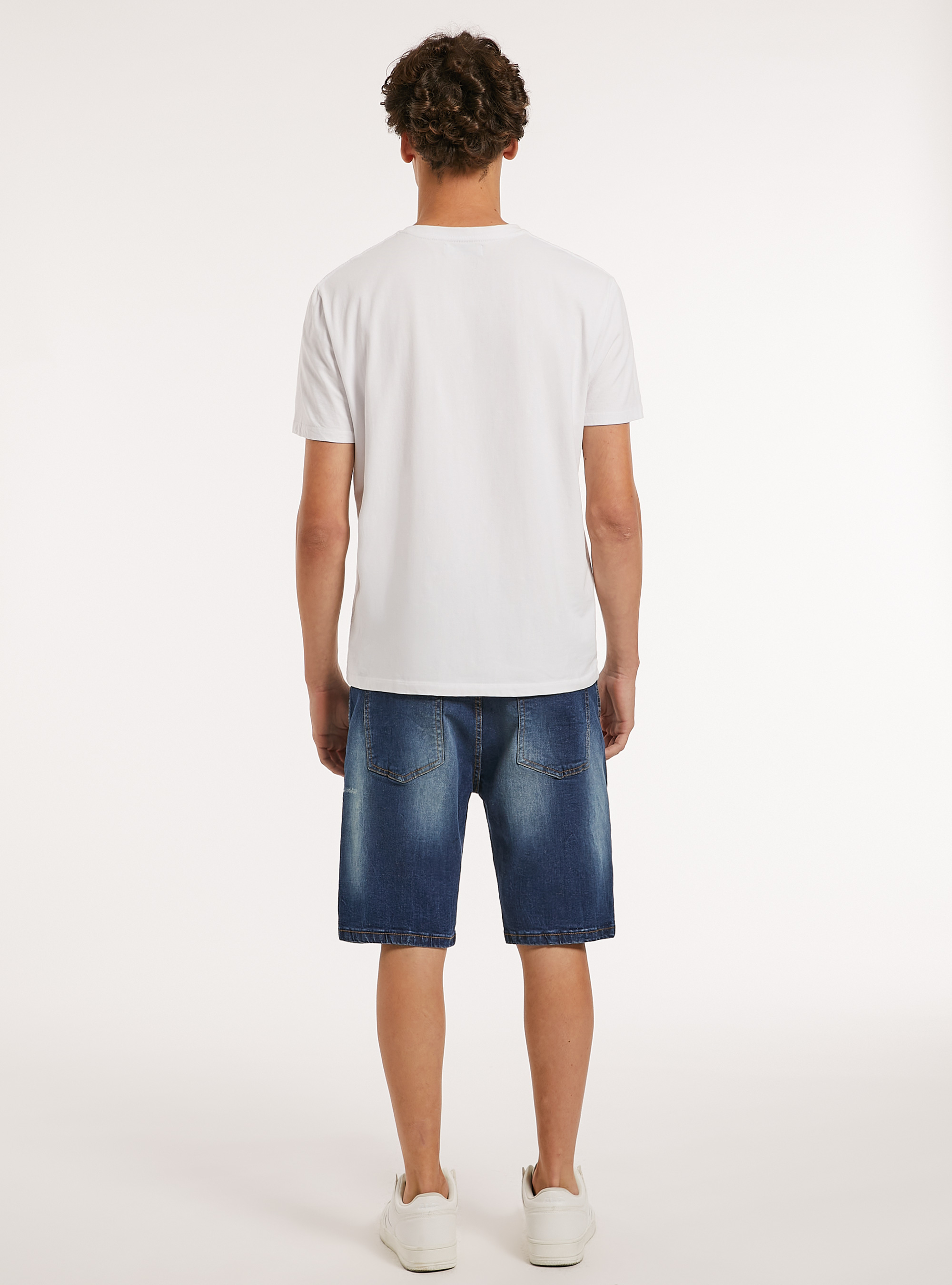 Bermuda Carrot en denim stretch, D002 MEDIUM DARK BLUE