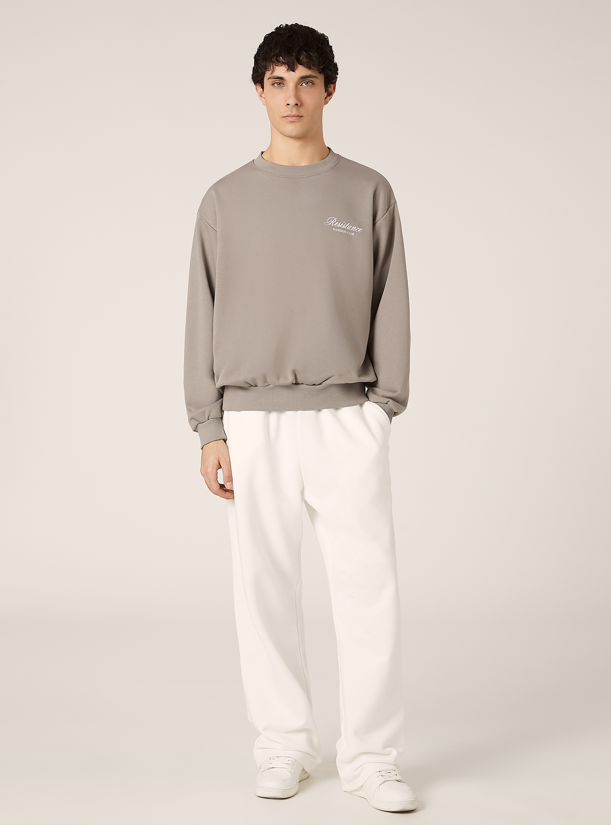 Boxy fit sweatshirt with print, GY2 GREY MEDIUM