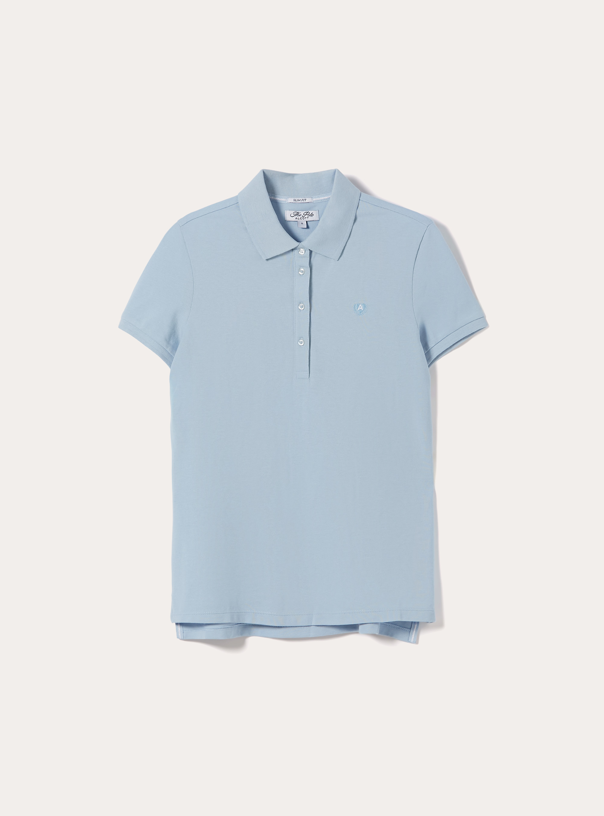 Polo Slim Fit avec Logo Brod&eacute;, AZ3 AZURE LIGHT