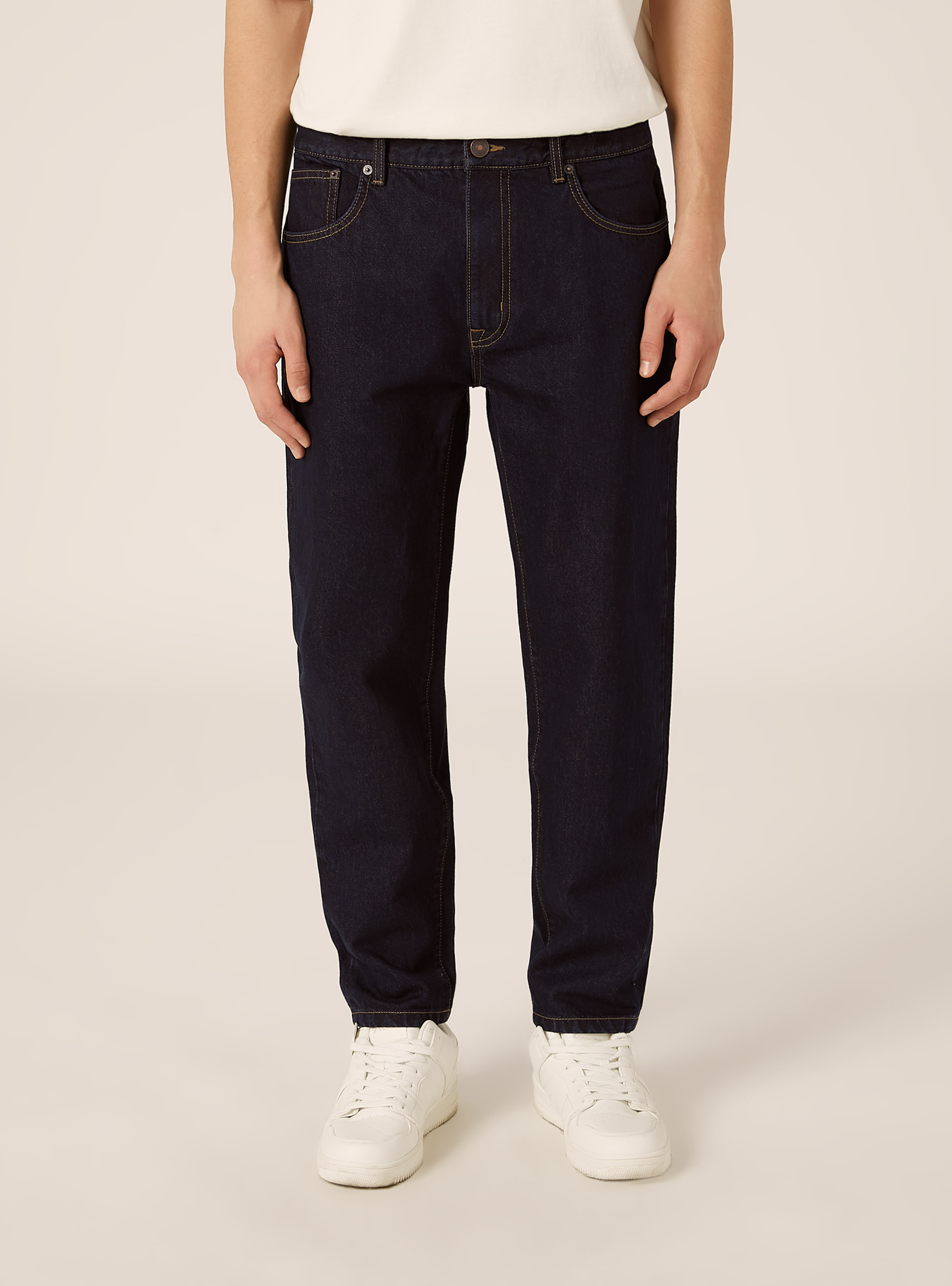 Pantaloni in denim loose fit, D001 DEEP BLUE