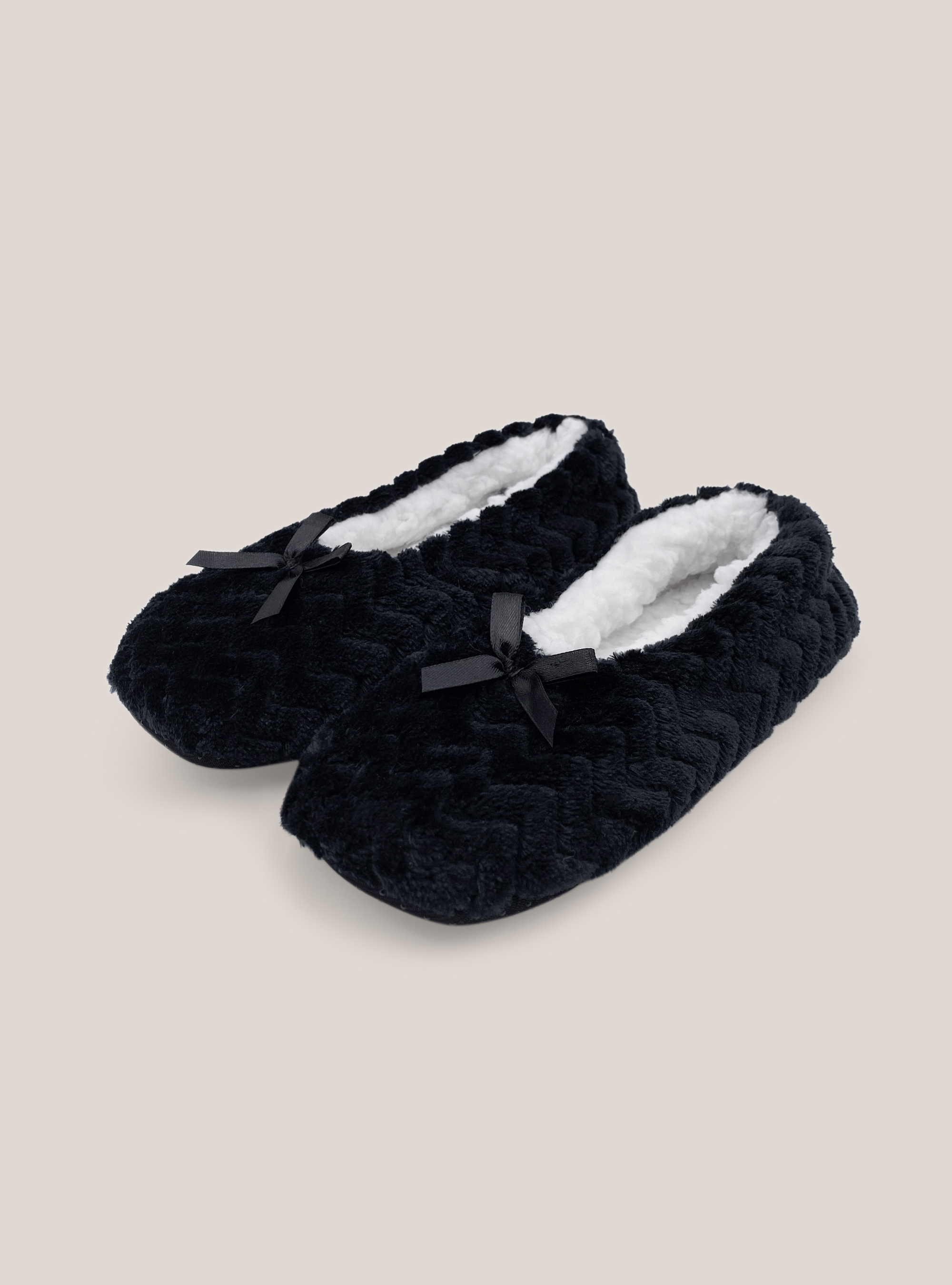 Slippers with bow, NEGRO