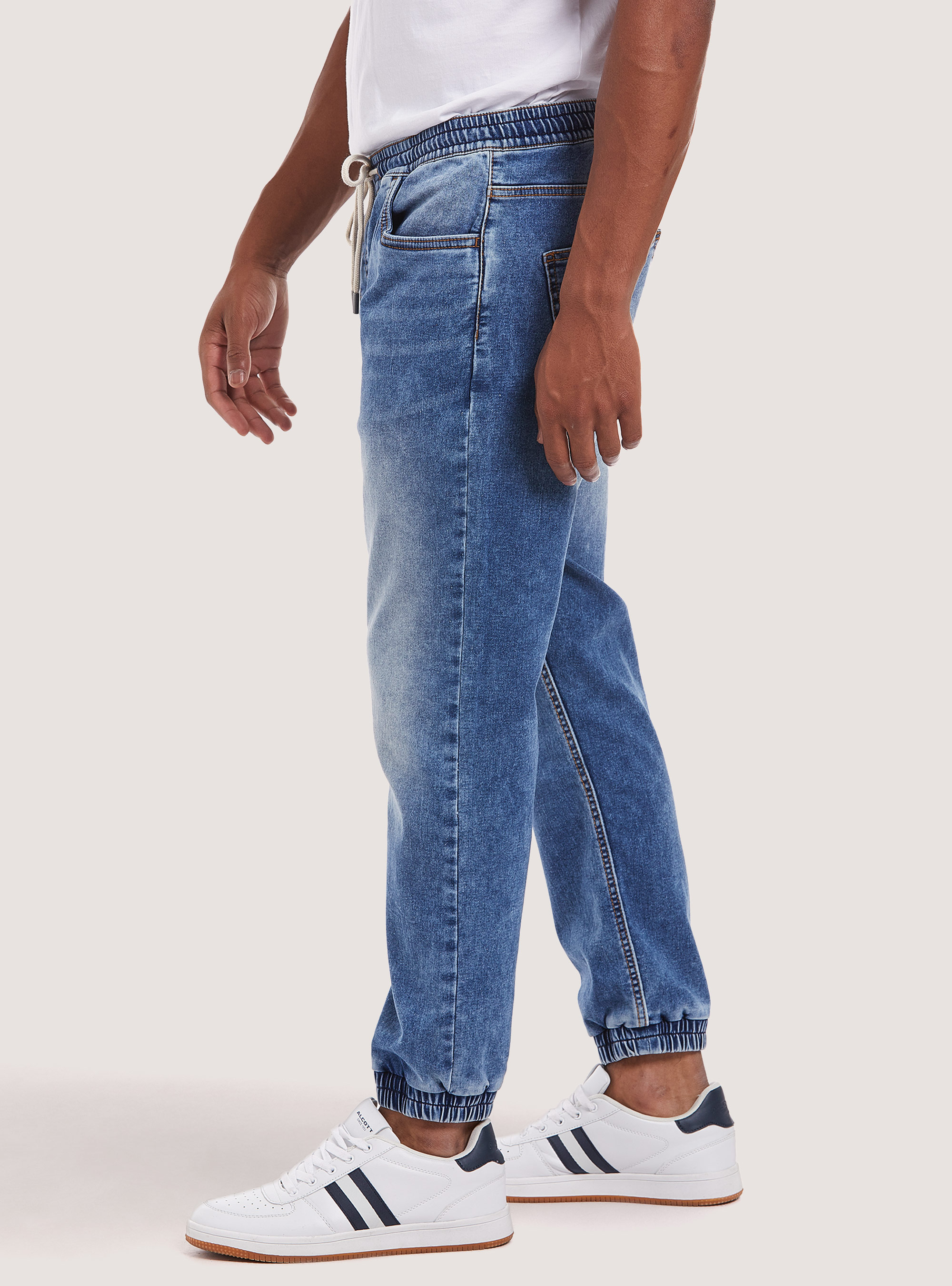 Pantalon de jogging en denim stretch, D003 MEDIUM BLUE