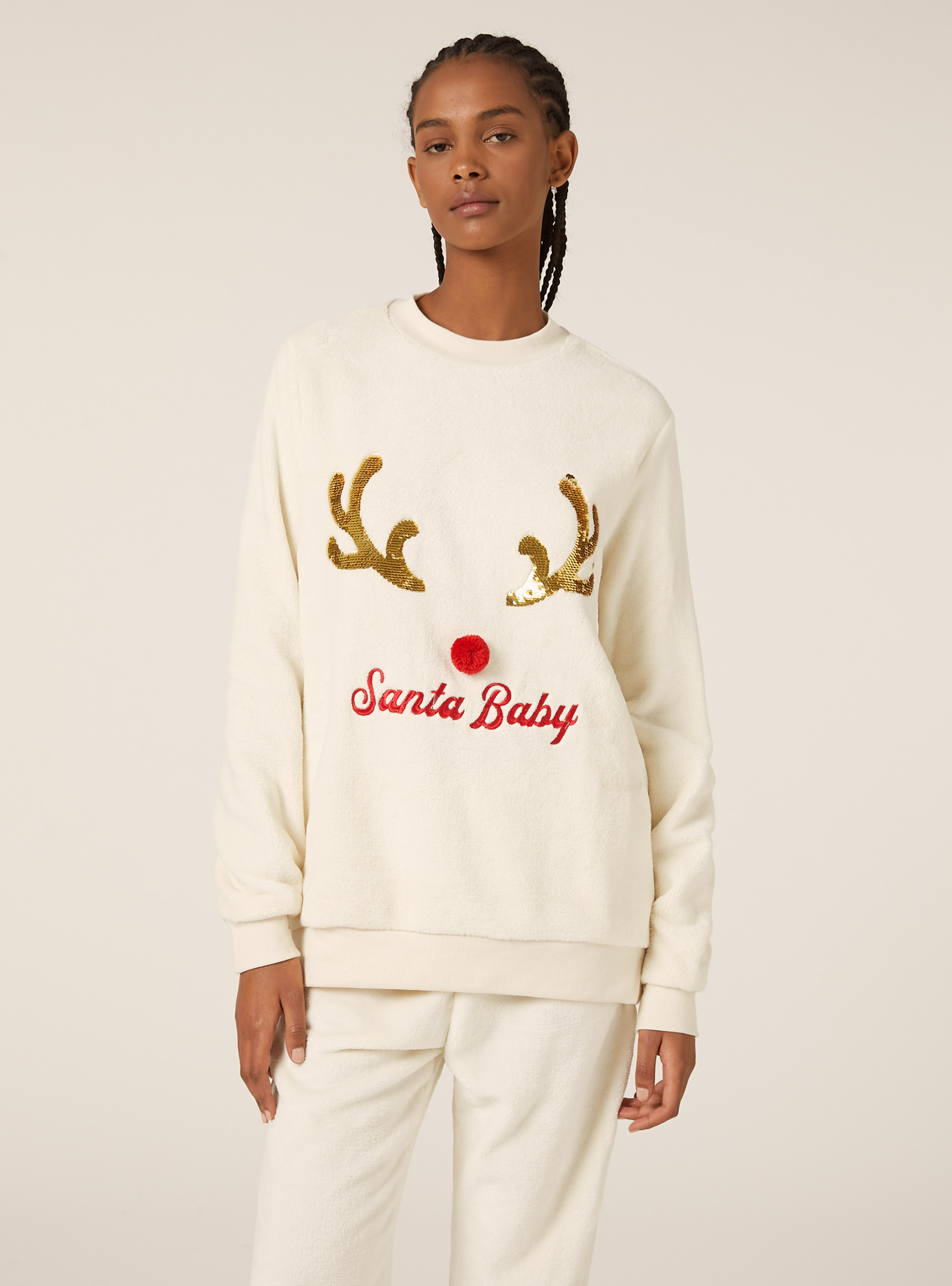 Christmas Collection soft touch pyjamas, WH1 OFF WHITE