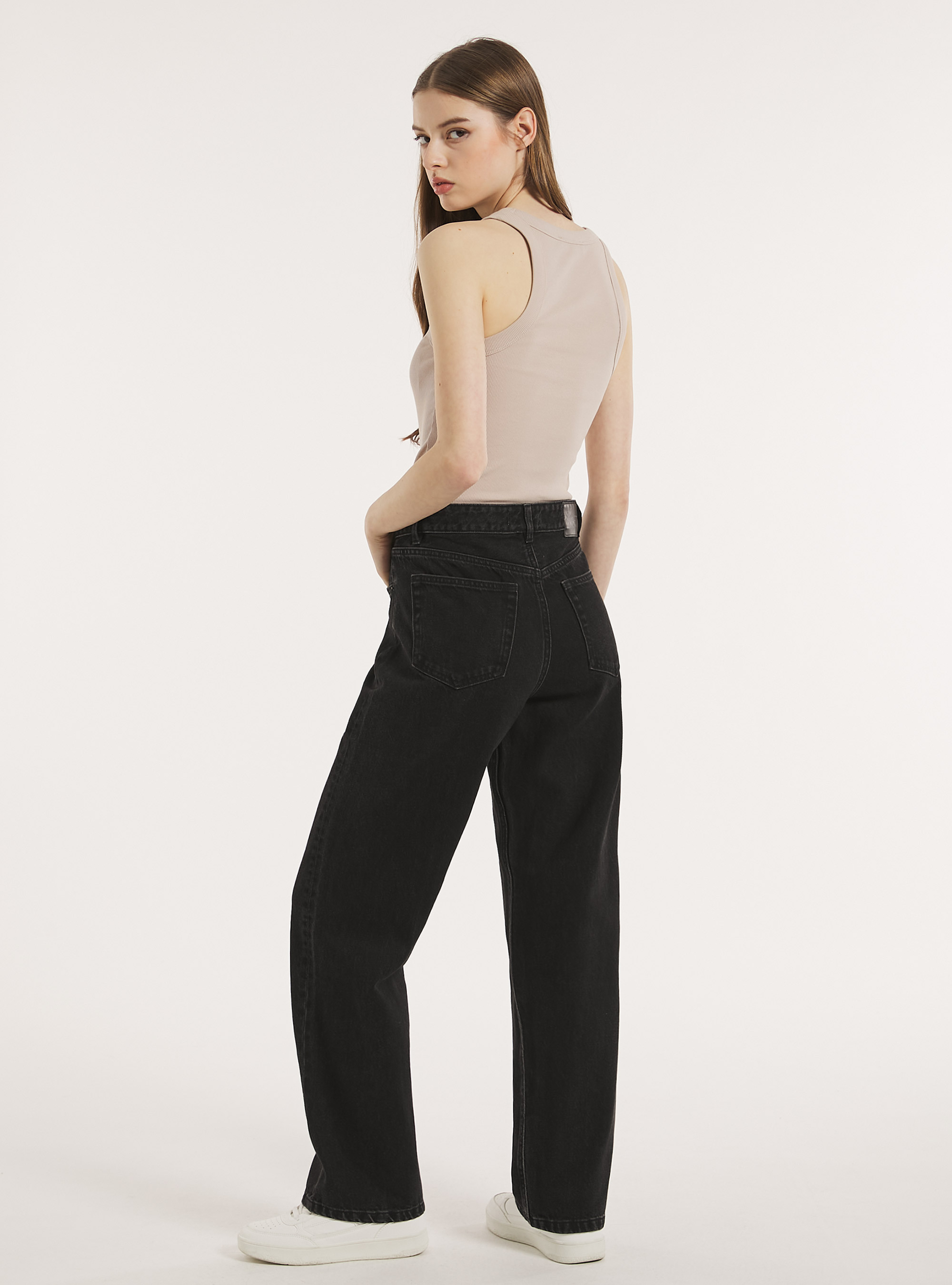 Loose straight fit jeans, D000 BLACK