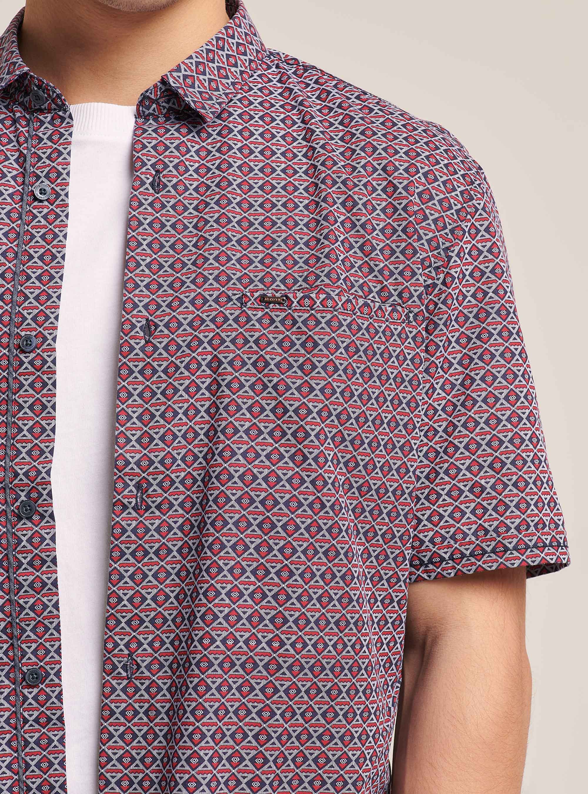 Shirt with short sleeves, C0310 BORDEAUX