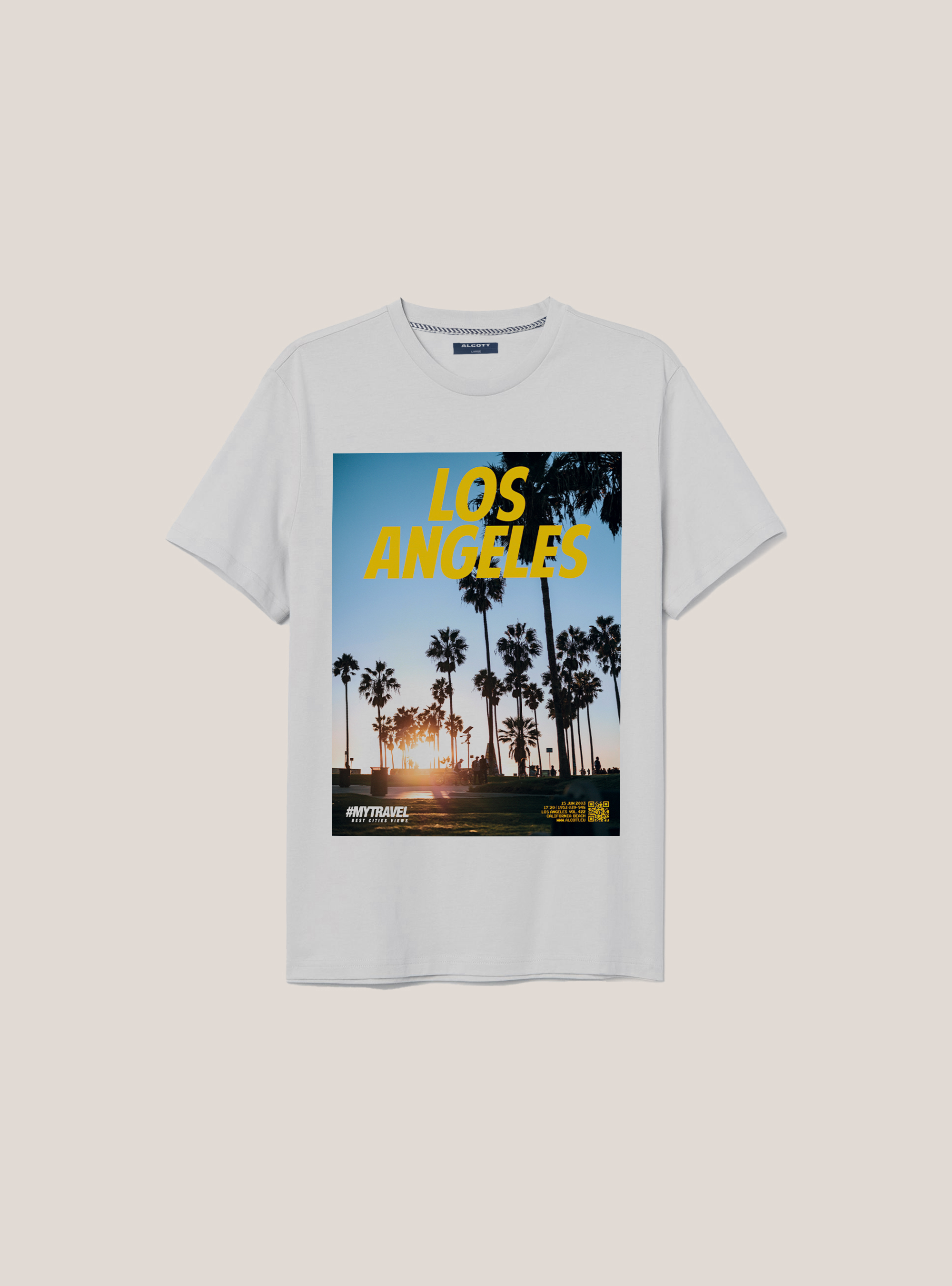 Cotton T-shirt with city print, WHITE