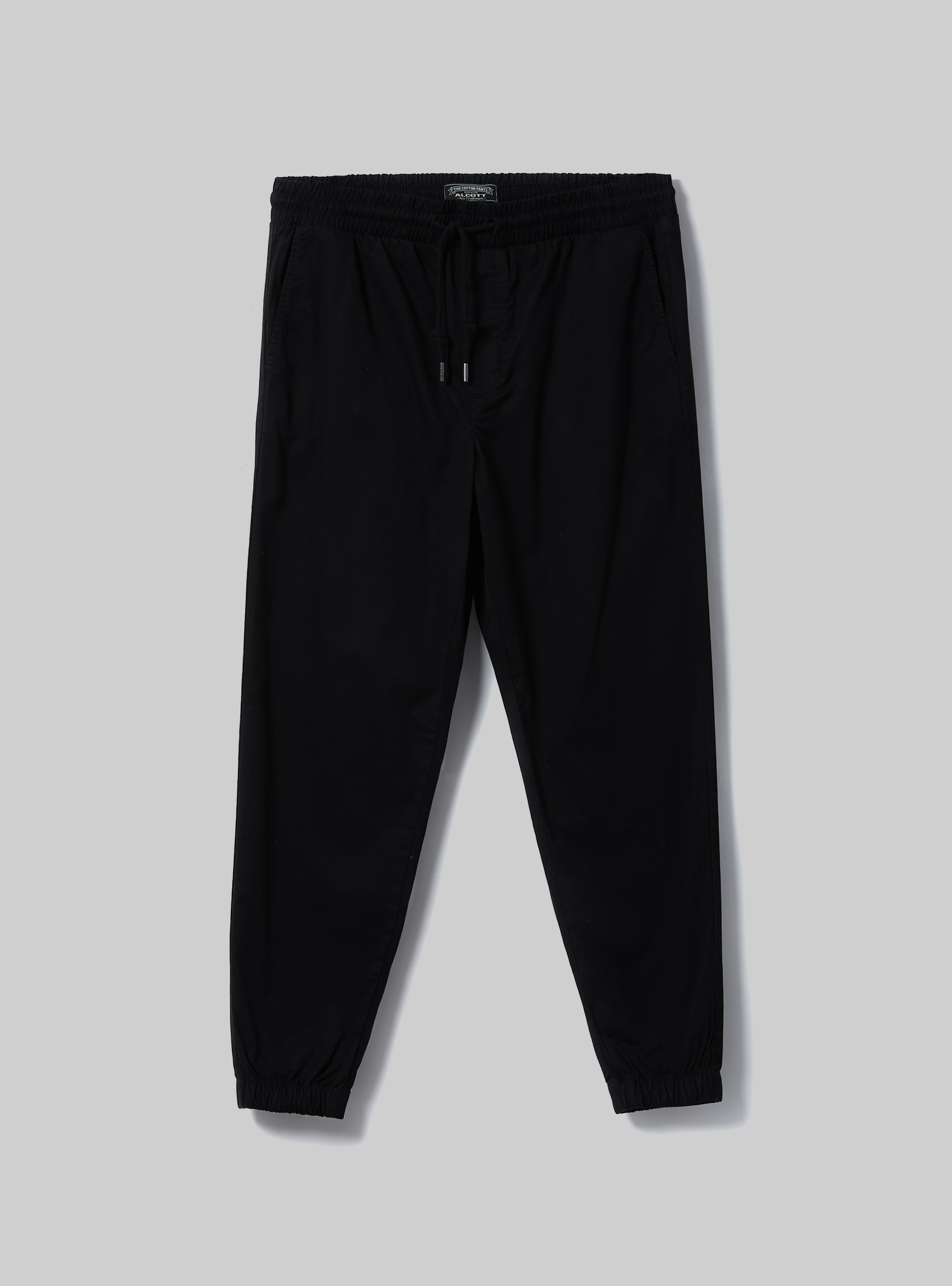 Twill chinos with elasticated waistband, BK1 BLACK