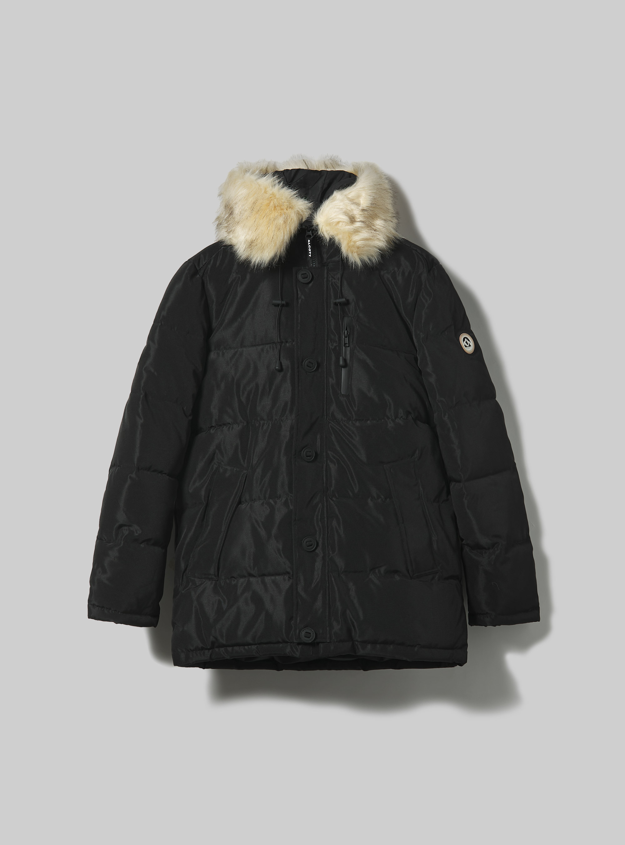 Long jacket with recycled padding, BK1 BLACK