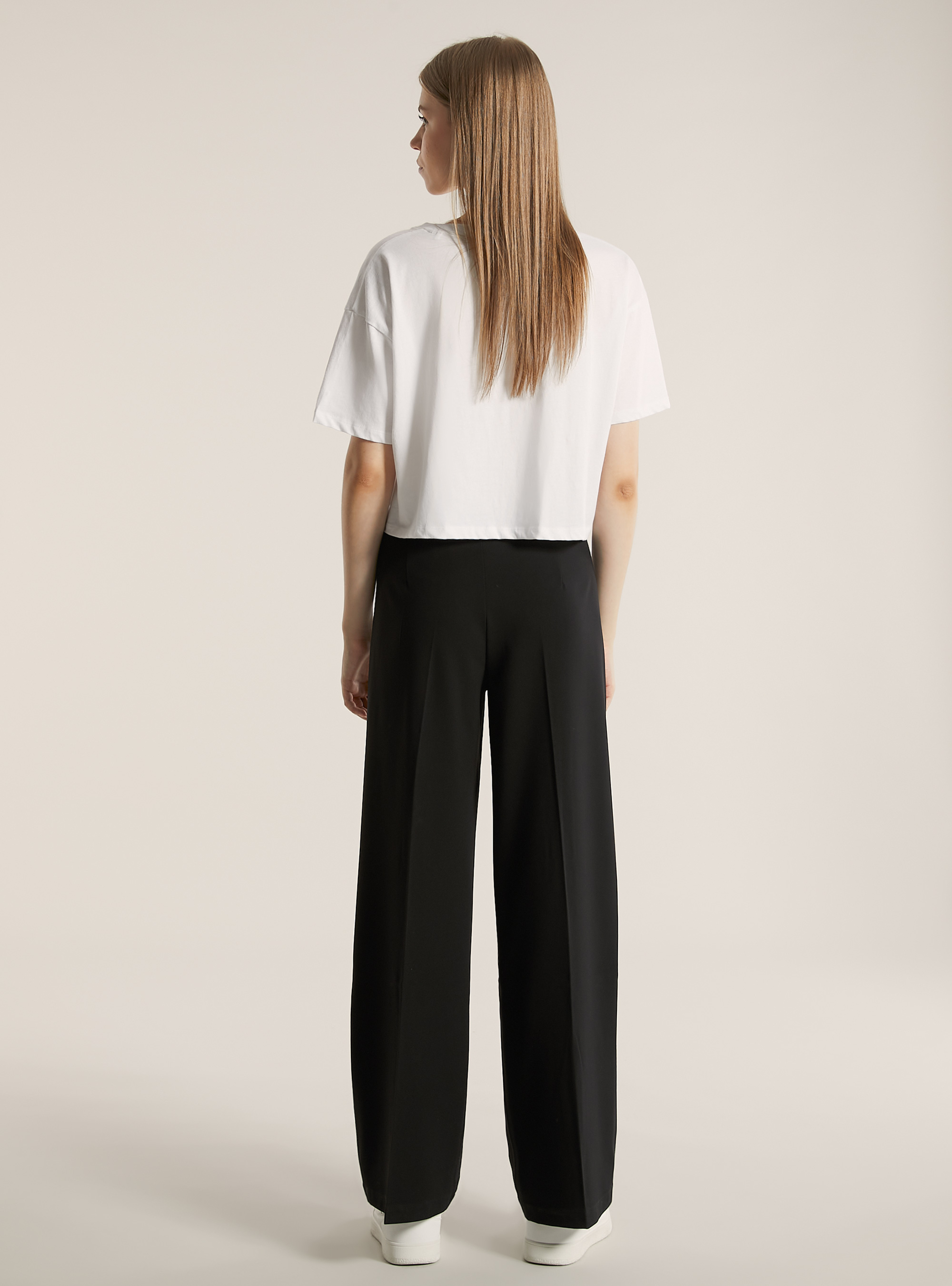 Straight leg wide leg tailored trousers, BK1 BLACK