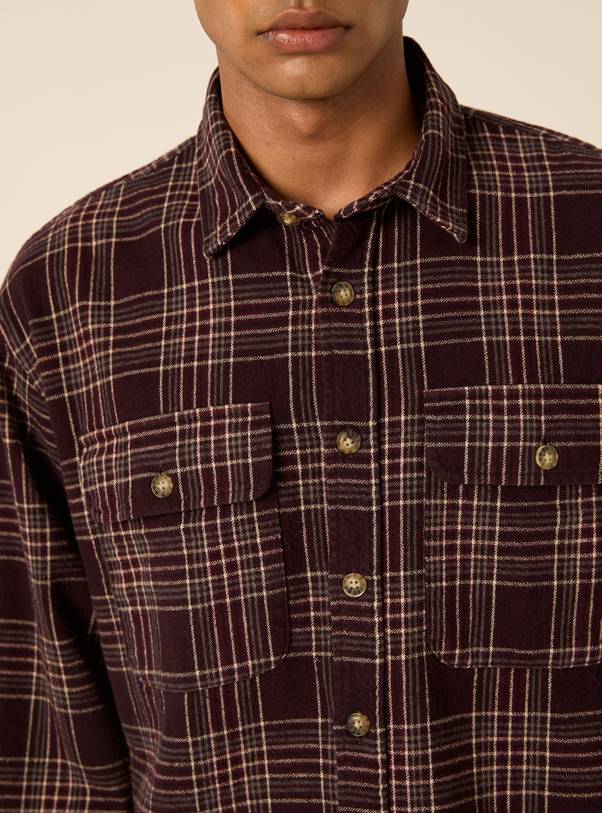 Camicia flanella quadri, BO1 BORDEAUX DARK