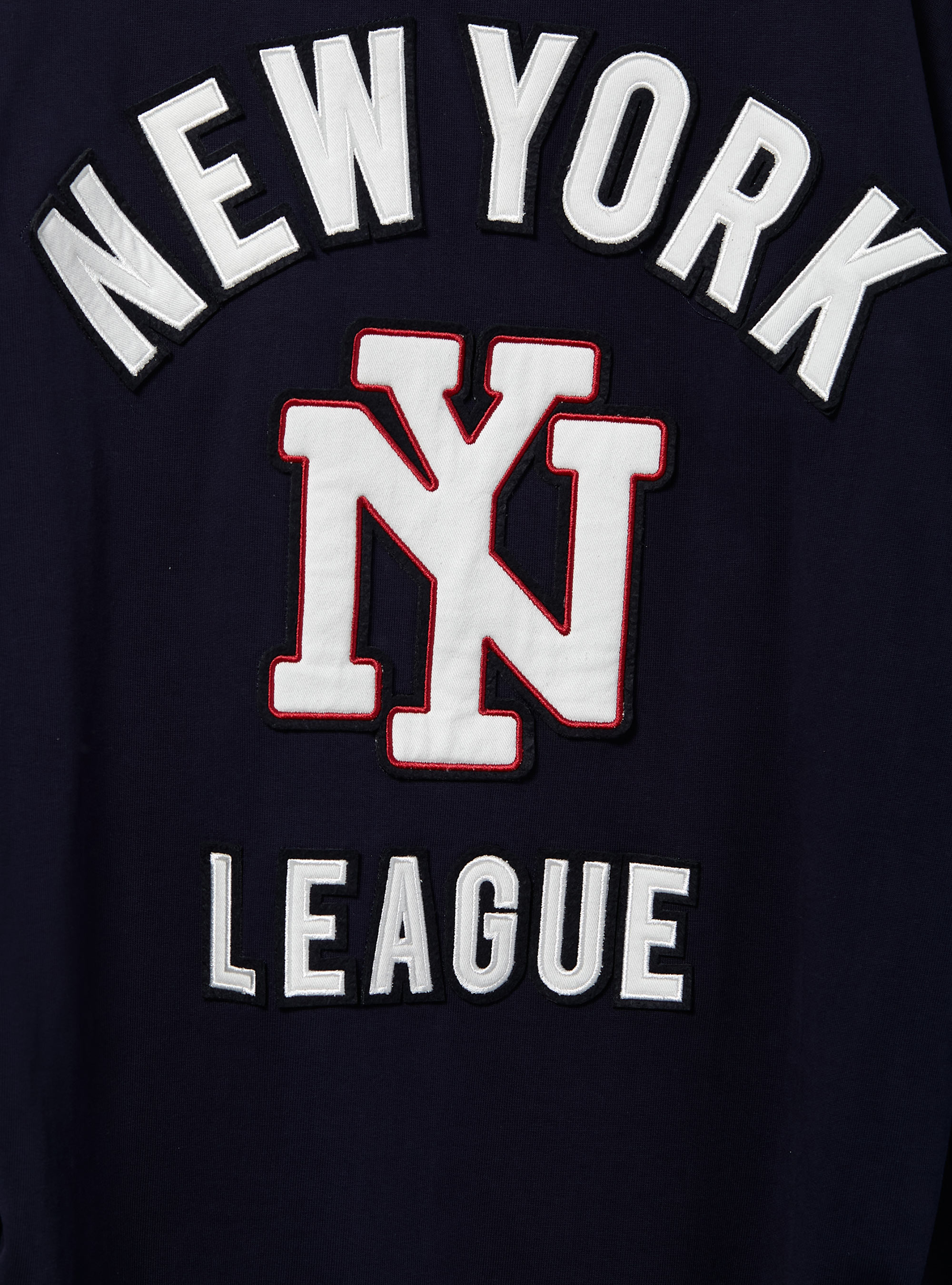 Round-neck college sweatshirt with cotton patch, C2306 BLU